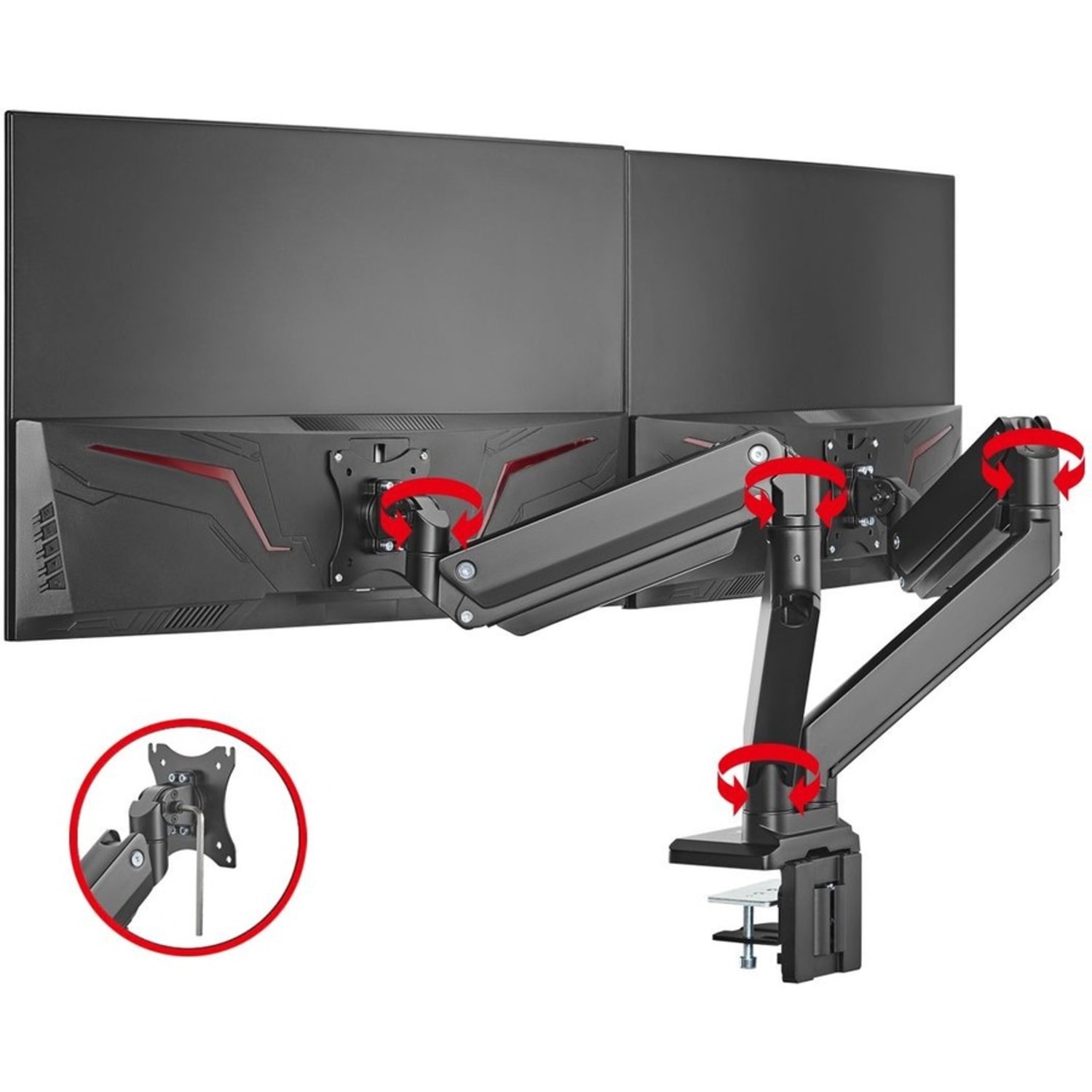 SIIG Dual Monitor Heavy-Duty Premium Aluminum Gas Spring Desk Mount - Image 4