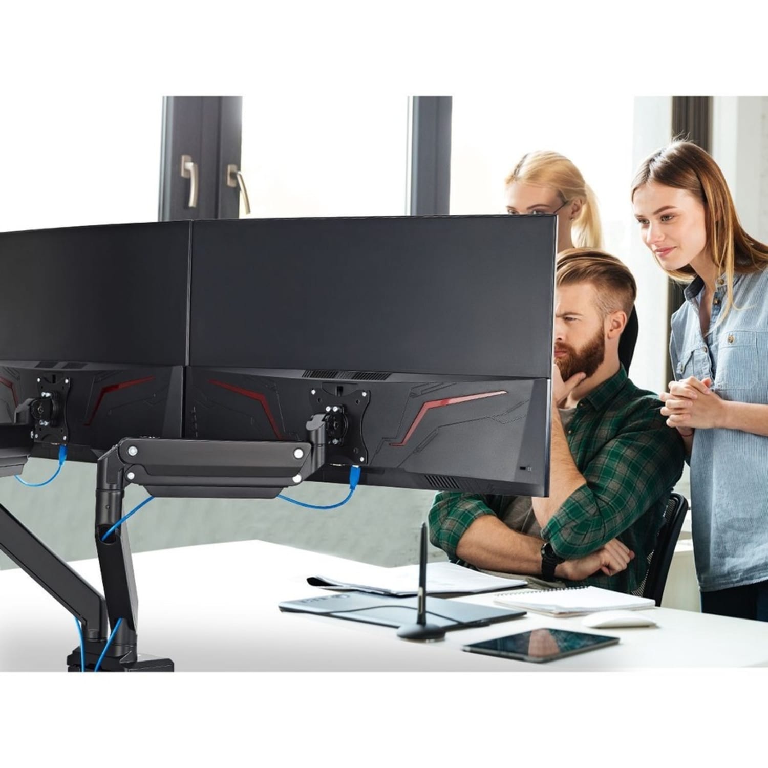 SIIG Dual Monitor Heavy-Duty Premium Aluminum Gas Spring Desk Mount - Image 5