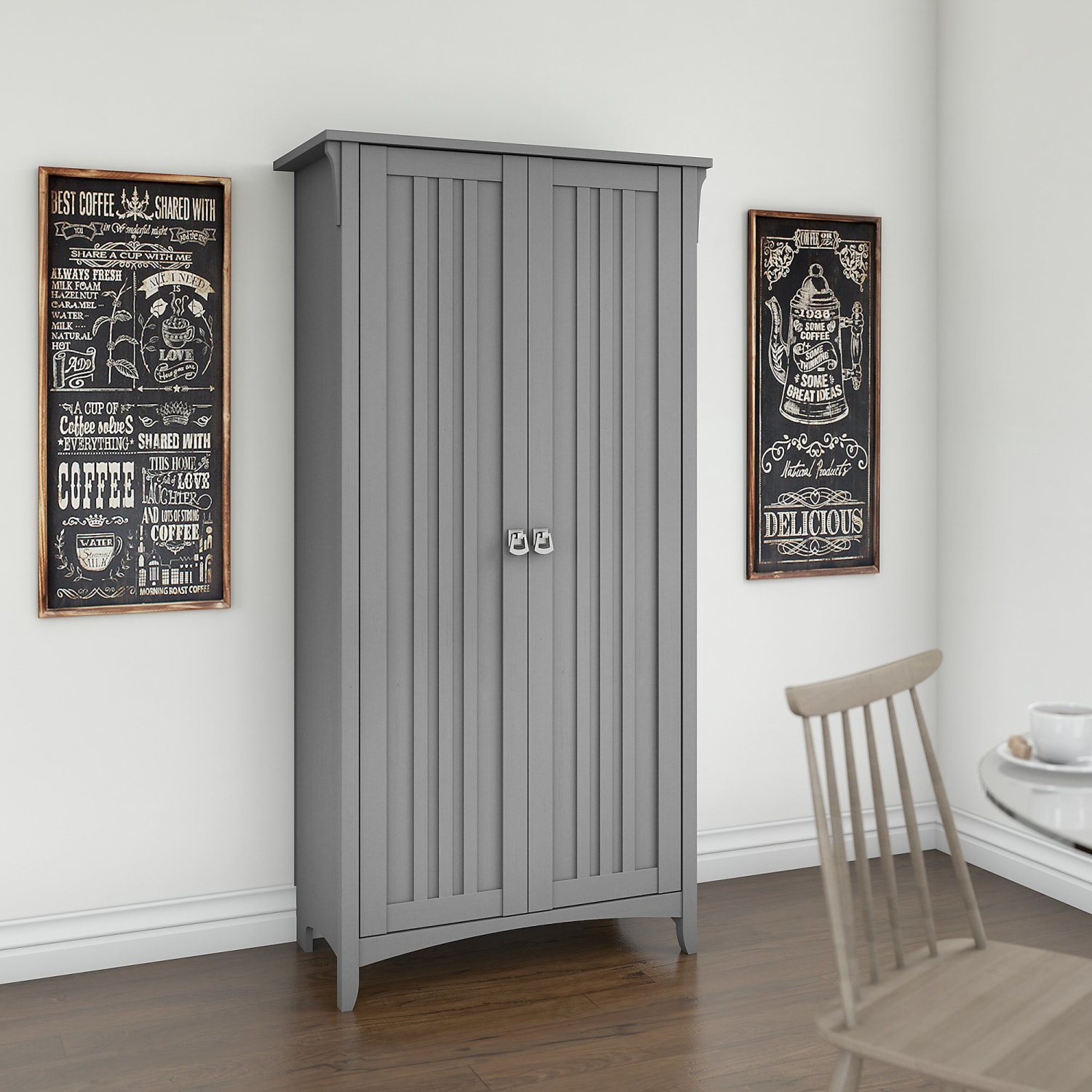 Bush Furniture Salinas 63inH Kitchen Pantry Cabinet With Doors, Cape Cod Gray, Standard Delivery - Image 3