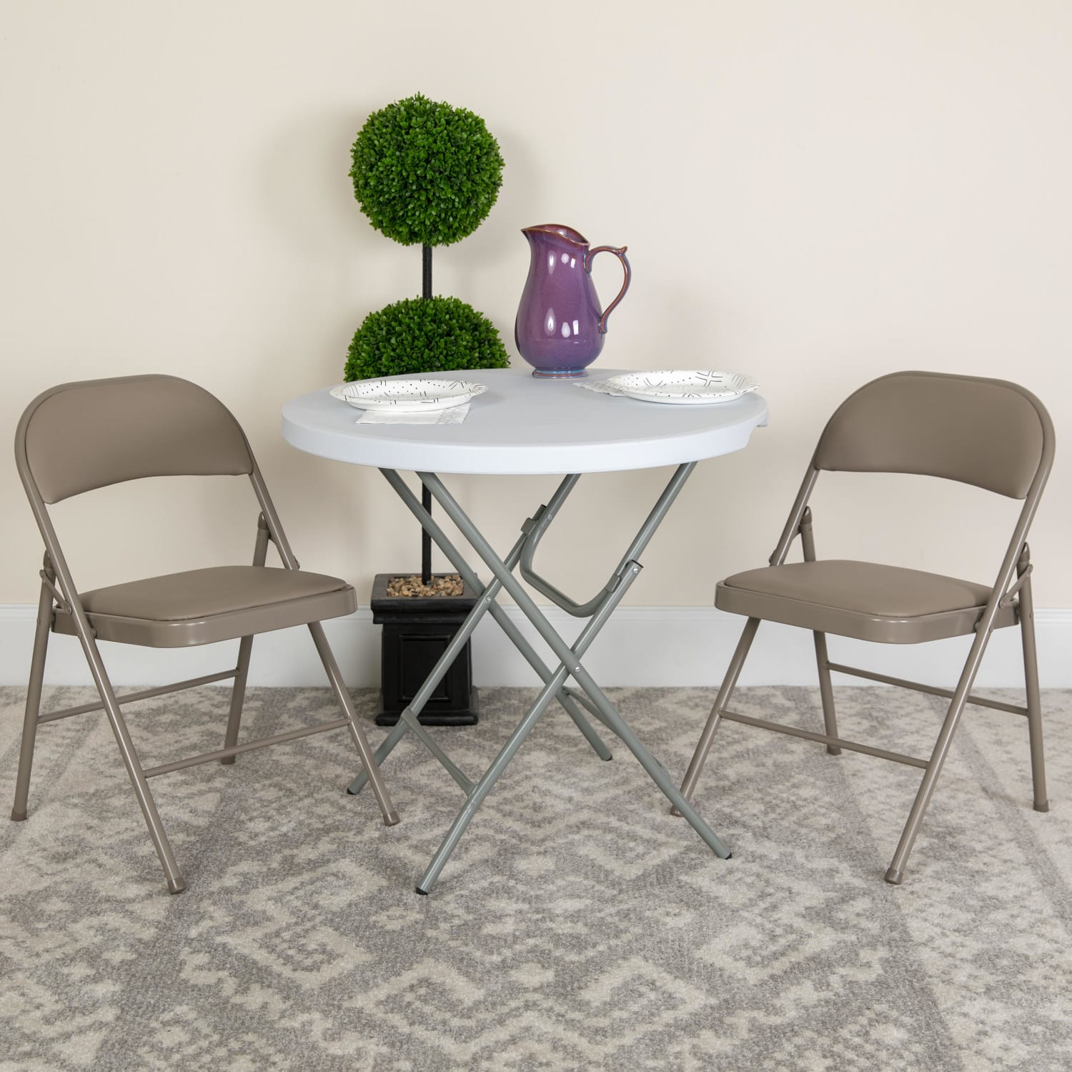 Flash Furniture HERCULES Series Double-Braced Vinyl Folding Chairs, Gray, Pack Of 2 Chairs