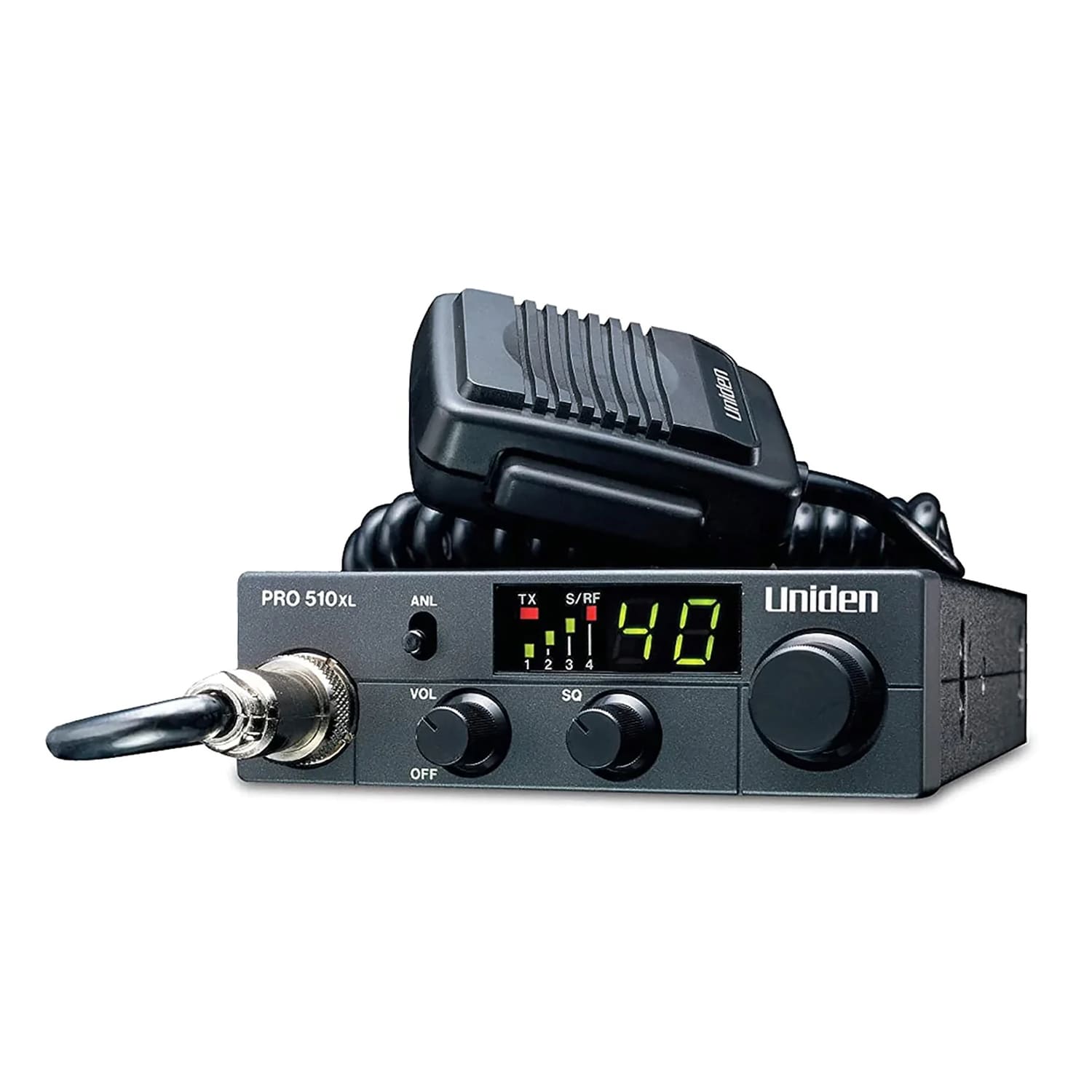 Uniden Professional Series 40-Channel Compact CB Radio, 1-3/8inH x 4-1/2inW x 6-3/4inD, Black, PRO510XL