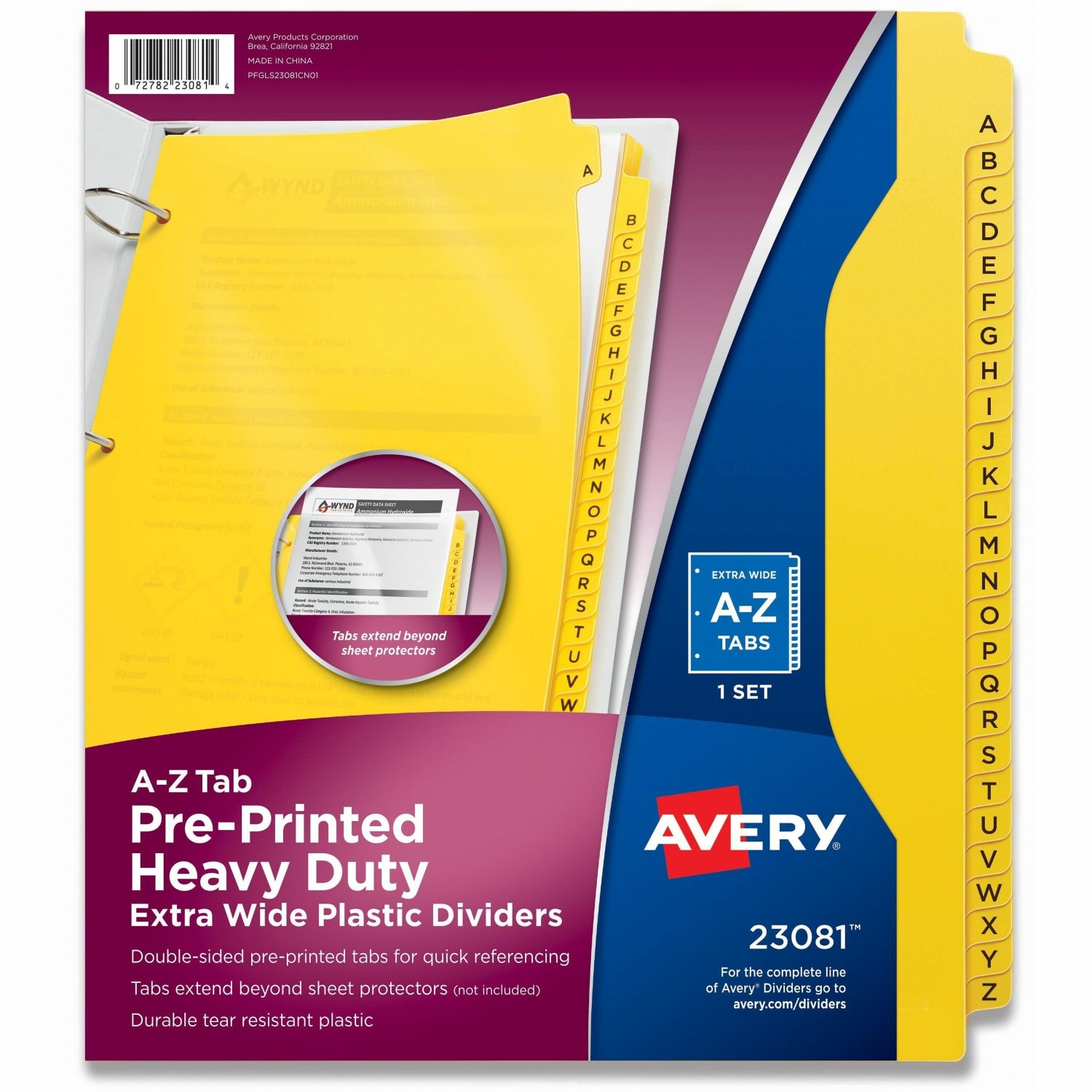 Avery A-Z Plastic Preprinted Divider Tabs, 8-1/2in x 11in, Yellow, Set Of 26 - Image 3