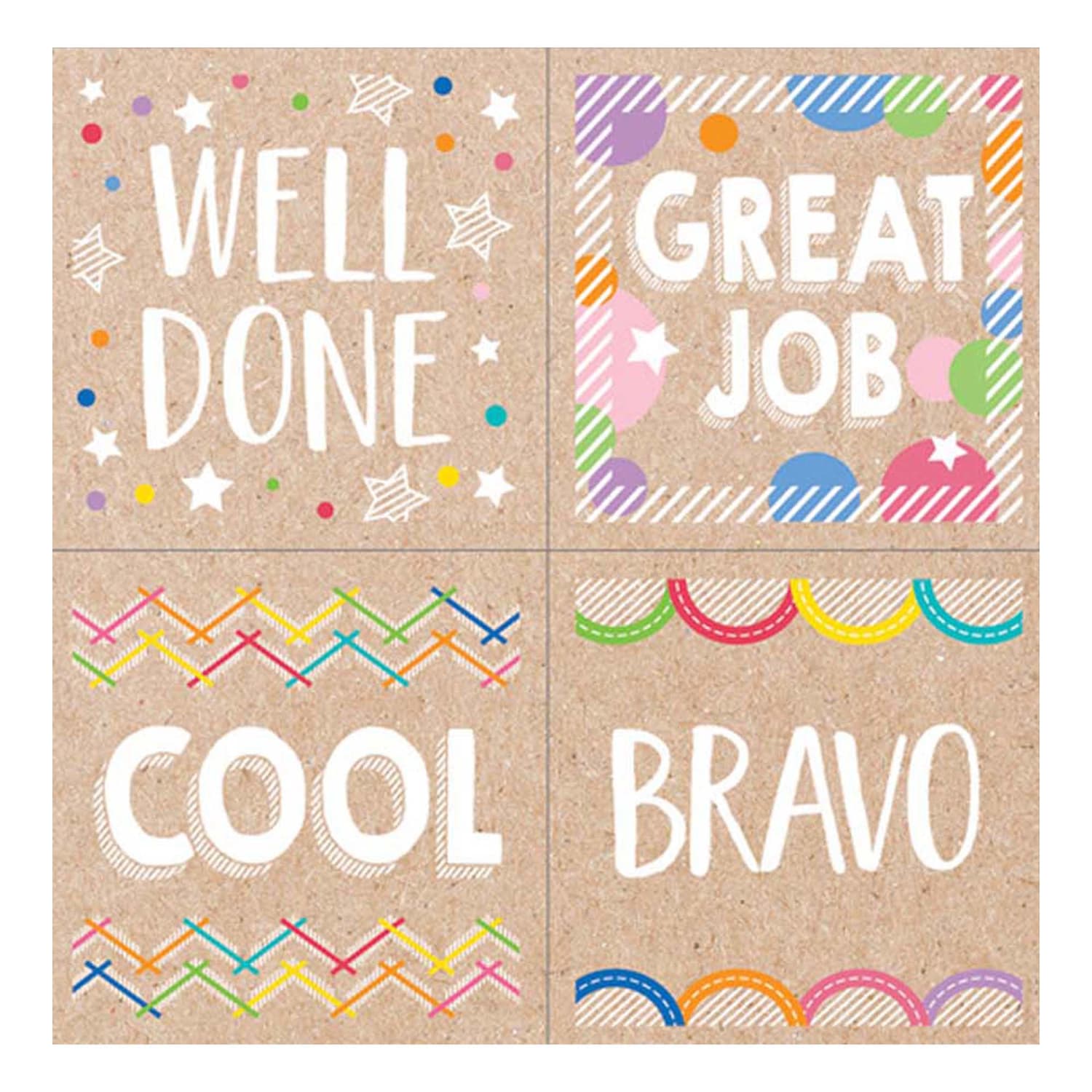 Creative Teaching Press Reward Stickers, 1-1/2in, Krafty Pop Colorful Kraft, 60 Stickers Per Pack, Set Of 6 Packs - Image 4