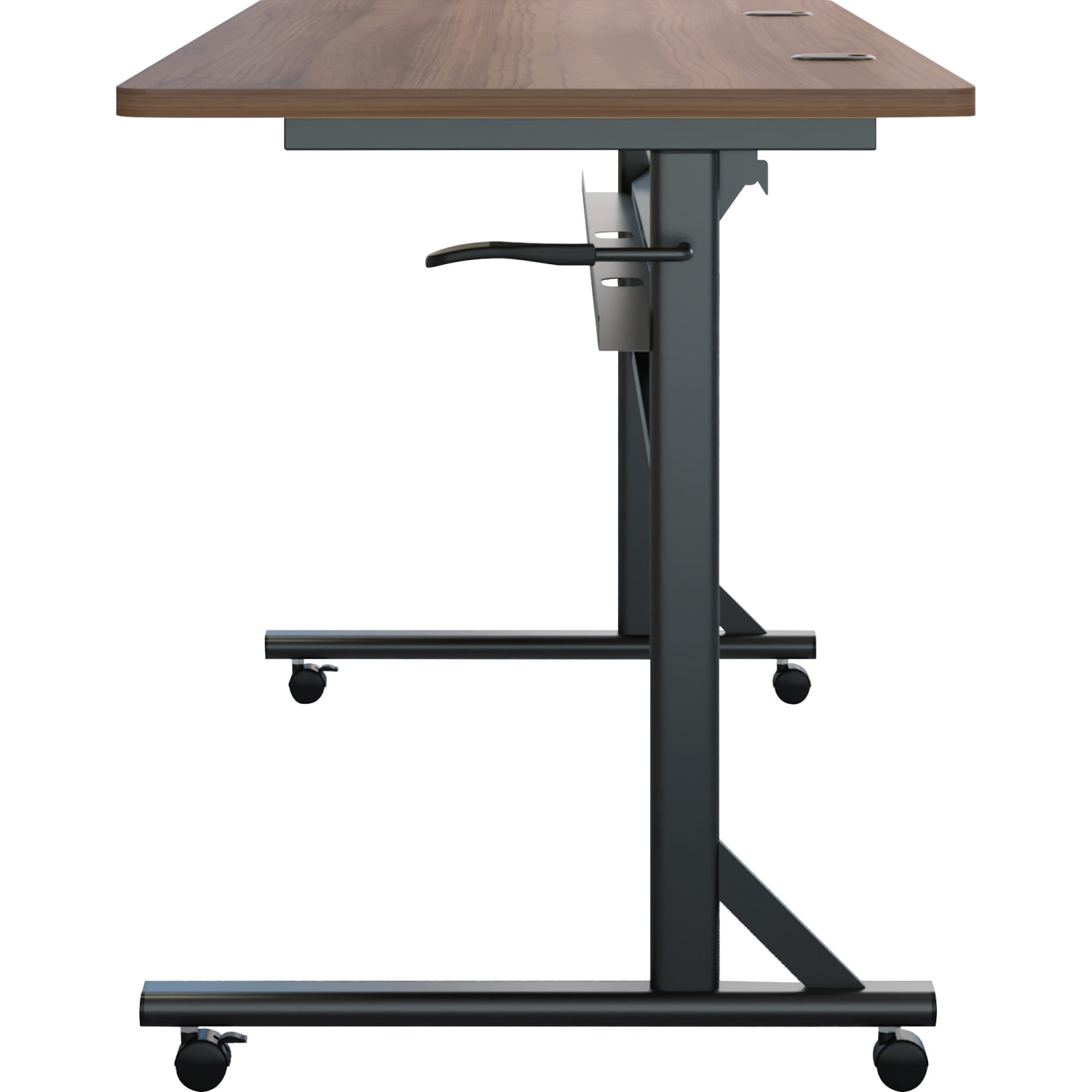 Lorell Shift 2.0 Flip & Nesting Mobile Table, 29-1/2inH x 60inW x 24inD, Walnut/Black - Image 4