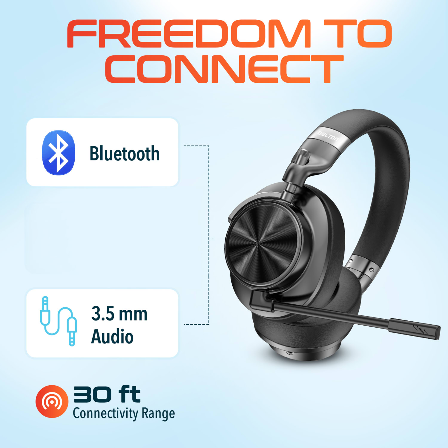 Delton M320 Wireless Computer Headset, With Auto Pair USB Dongle, Black, Total Qty 1 - Image 6