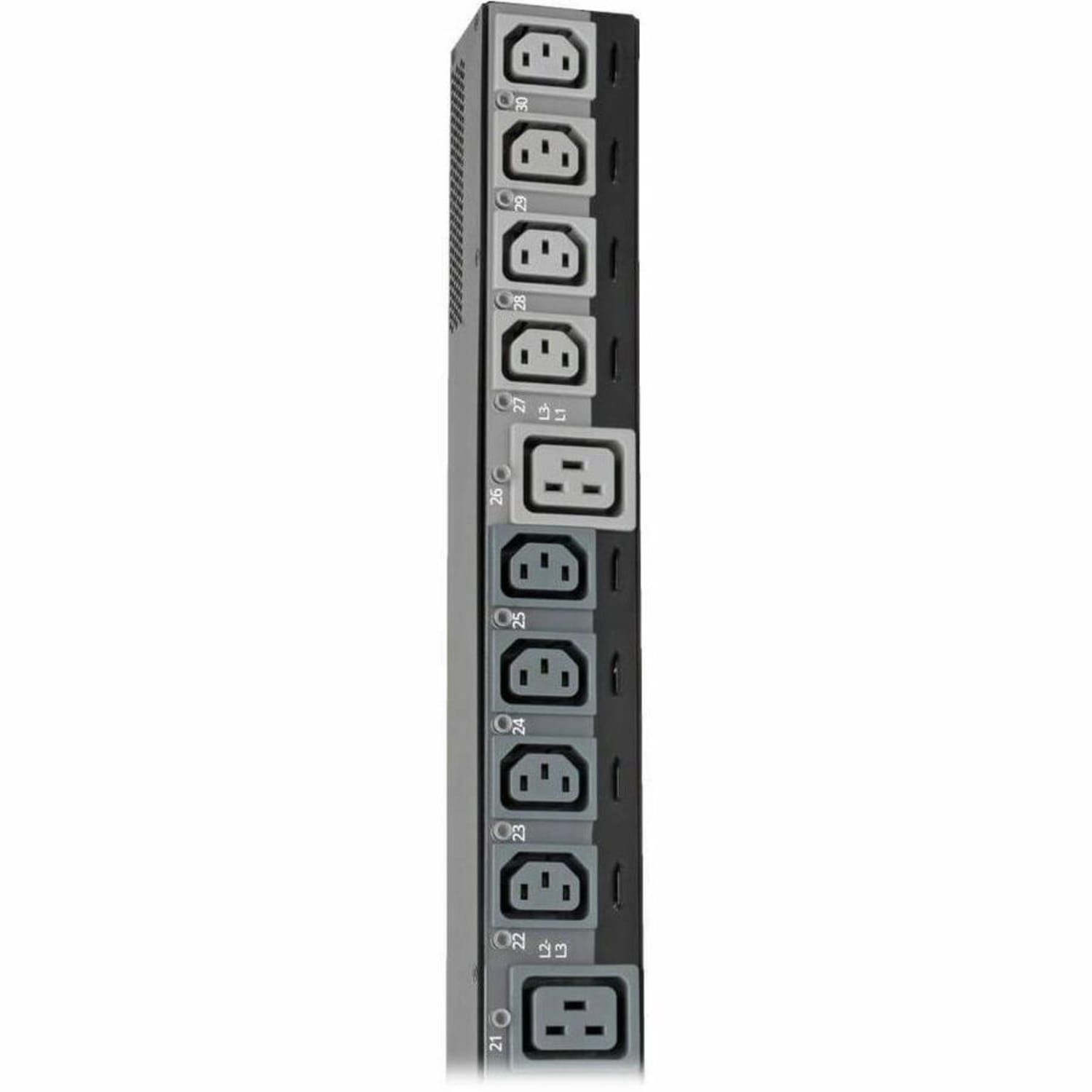 Tripp Lite 10kW 3-Phase Switched PDU, LX Interface, 200/208/240V Outlets (24 C13/6 C19), LCD, NEMA L2130P, 3m/10 ft. Cord, 0U 1.8m/70 in., TAA - Image 5