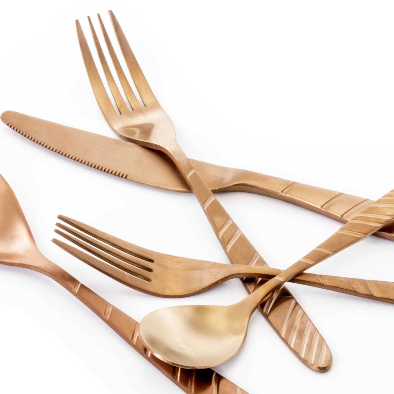 MegaChef La Vague 20-Piece Stainless-Steel Flatware Set, Rose Gold - Image 5