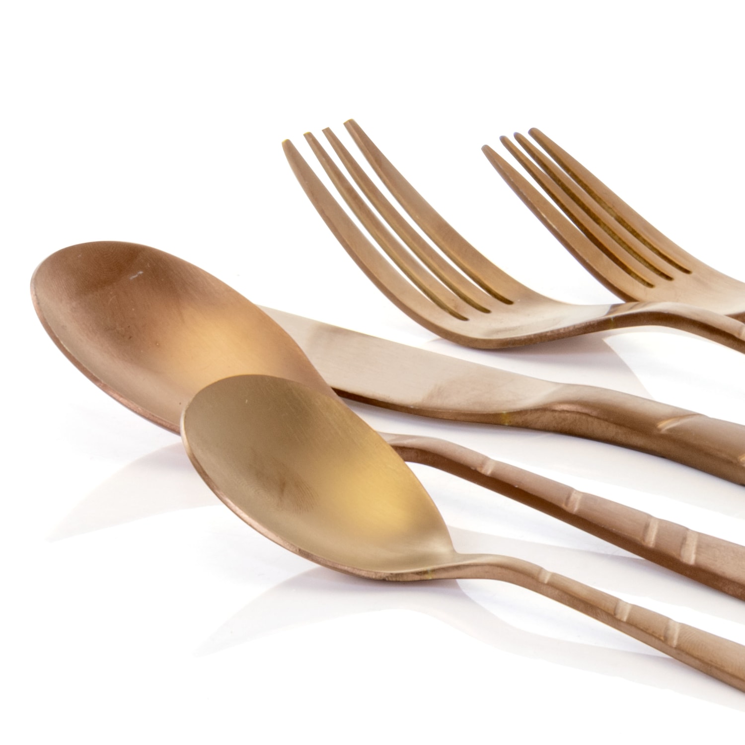 MegaChef La Vague 20-Piece Stainless-Steel Flatware Set, Rose Gold - Image 6