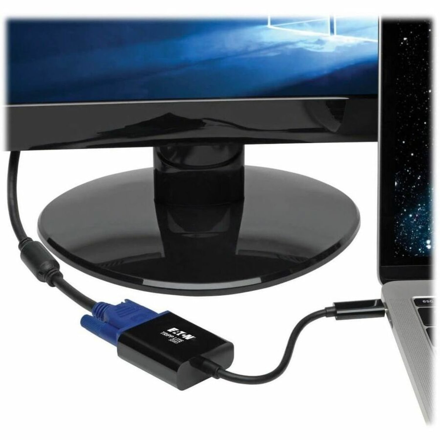 Tripp Lite USB C to VGA Adapter Converter, Thunderbolt 3 - M/F, USB 3.1, 1080p, Black, USB Type C, US - U44406NVBAM - Image 3