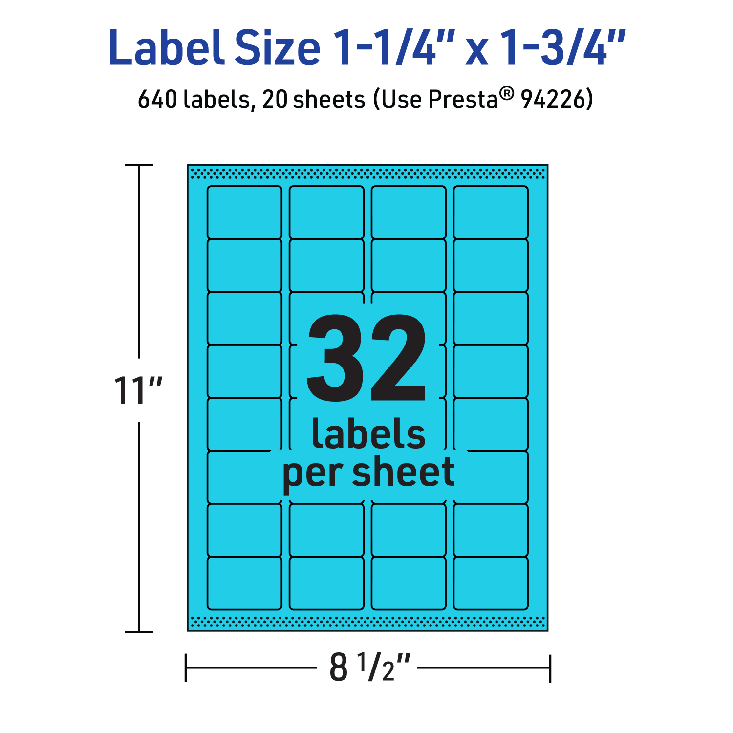 Avery Printable Labels With Sure Feed Technology, 94226-BBP20, Rectangle, 1-1/4in x 1-3/4in, Matte Bright Blue, Pack of 640 - Image 6