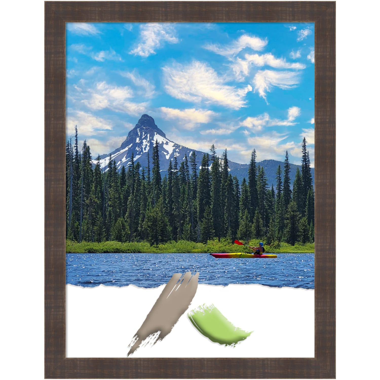 Amanti Art Whiskey Brown Rustic Wood Picture Frame, 20in x 26in, Matted For 18in x 24in