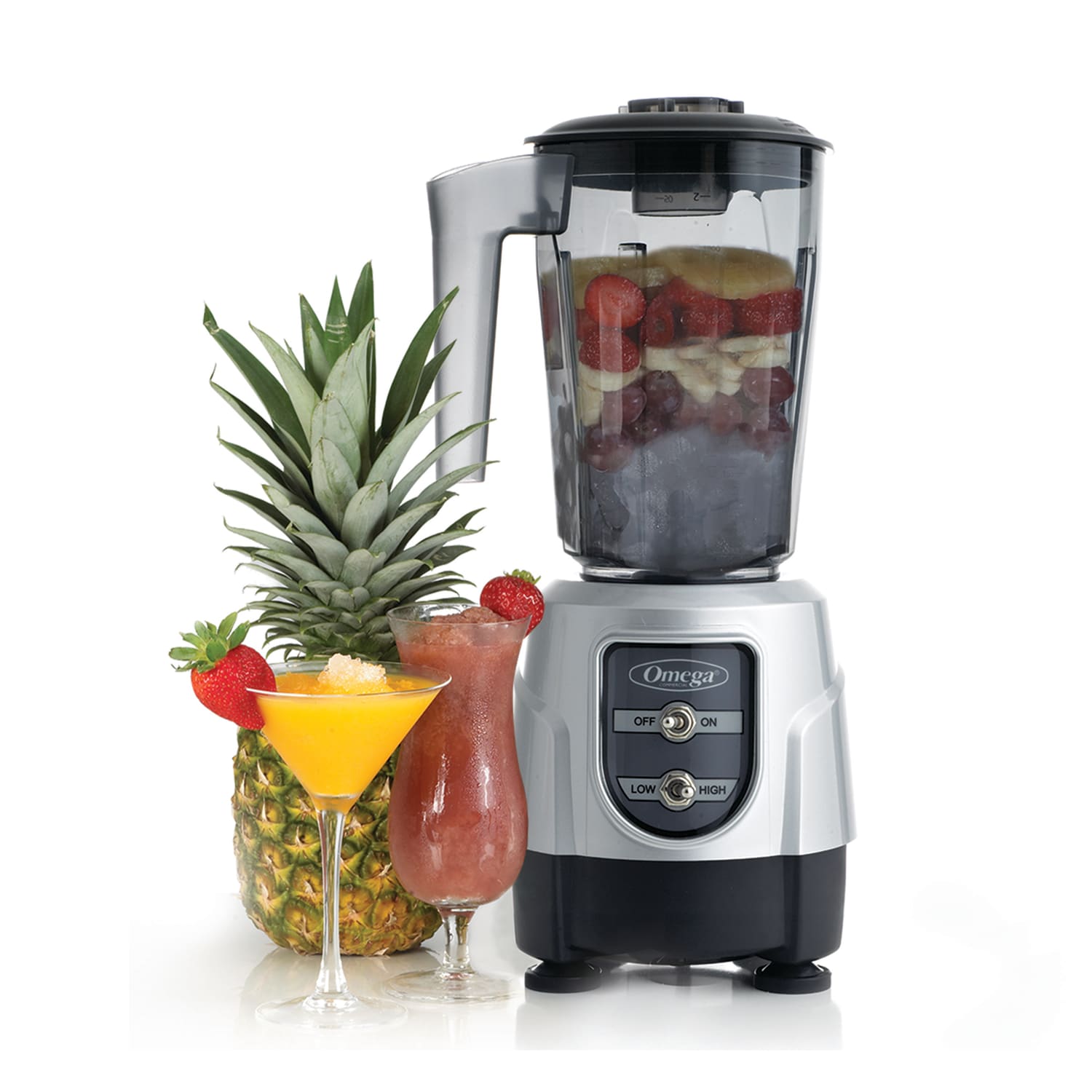 Omega BL330S 1HP High/Low Speed Blender, Silver - Image 4
