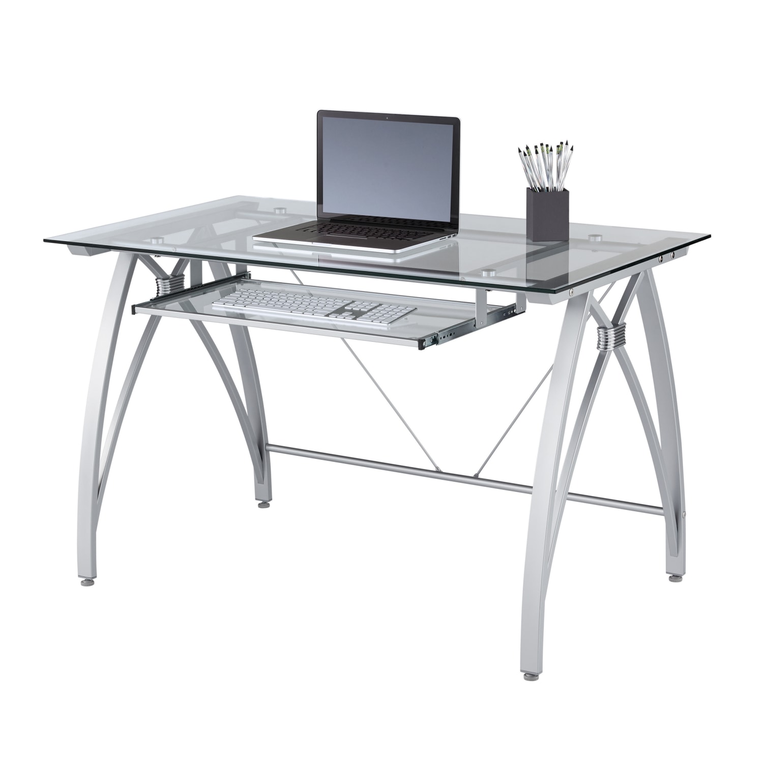 Realspace® Vista 48 W Glass Computer Desk Silver PopularChairscom Realspace® Vista 48 W Glass Computer Desk Silver PopularChairscom
