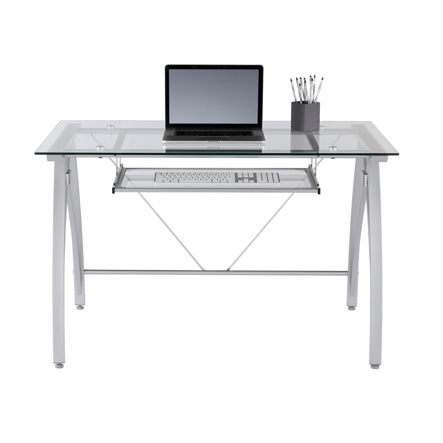 Realspace Vista 48inW Glass Computer Desk, Silver - Image 4