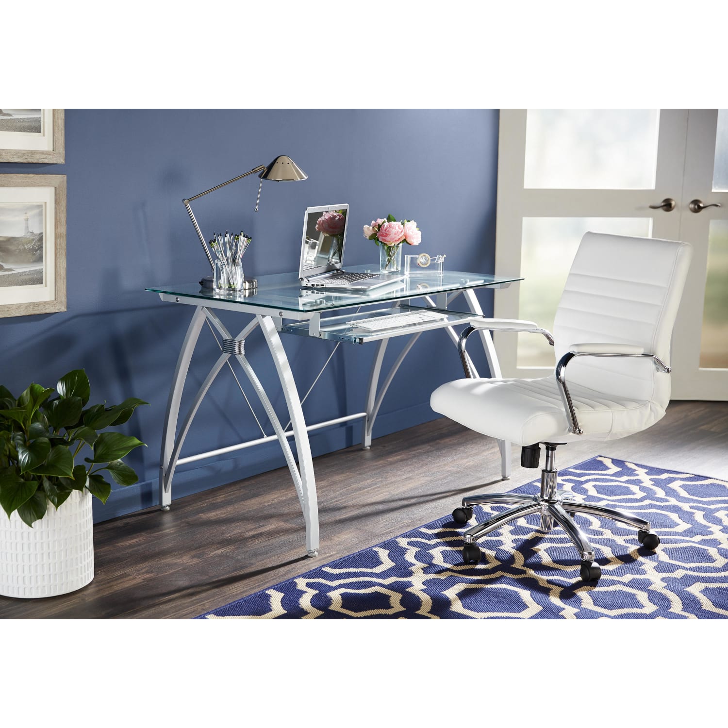 Realspace® Vista 48 W Glass Computer Desk Silver PopularChairscom Realspace® Vista 48 W Glass Computer Desk Silver PopularChairscom