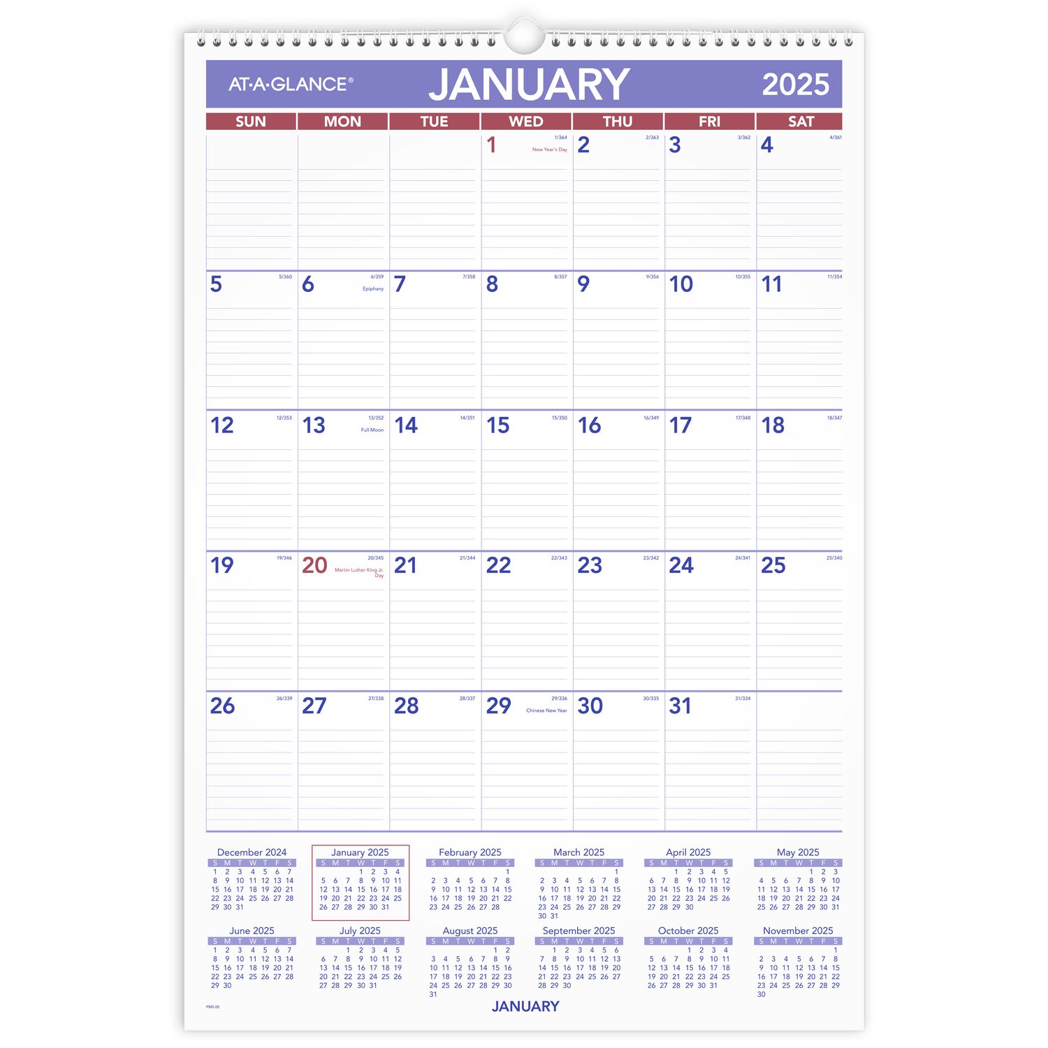 2025 AT-A-GLANCE Monthly Wall Calendar, 15-1/2in x 22 3/4in, Traditional, January 2025 To December 2025, PM328 - Image 3