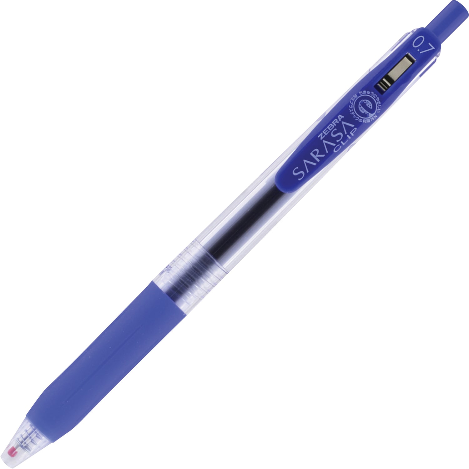 Zebra Pen Sarasa Clip Gel Ink Retractable Pens, 0.7 mm, Medium Point, Clear/Blue Barrel, Blue Ink, Set Of 12 Pens - Image 3