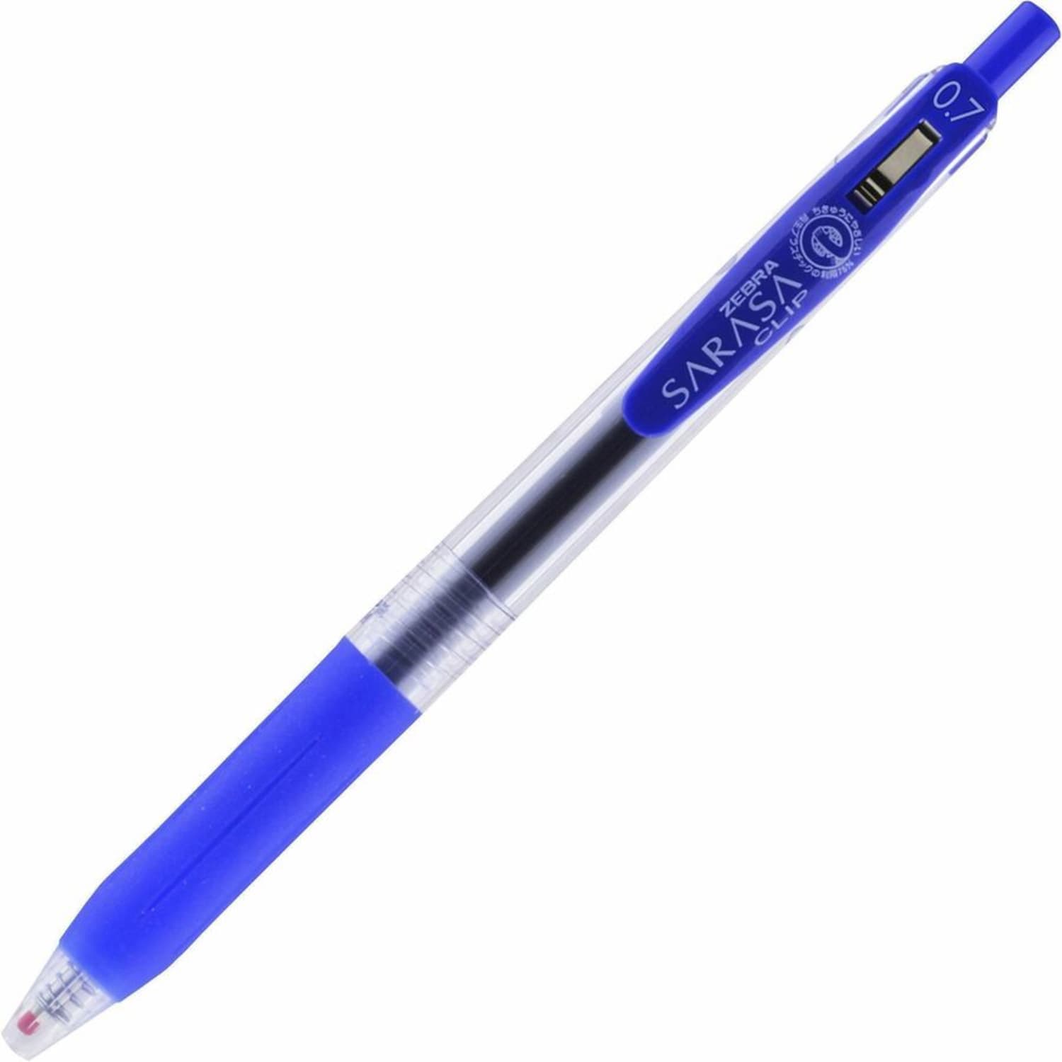 Zebra Pen Sarasa Clip Gel Ink Retractable Pens, 0.7 mm, Medium Point, Clear/Blue Barrel, Blue Ink, Set Of 12 Pens - Image 6