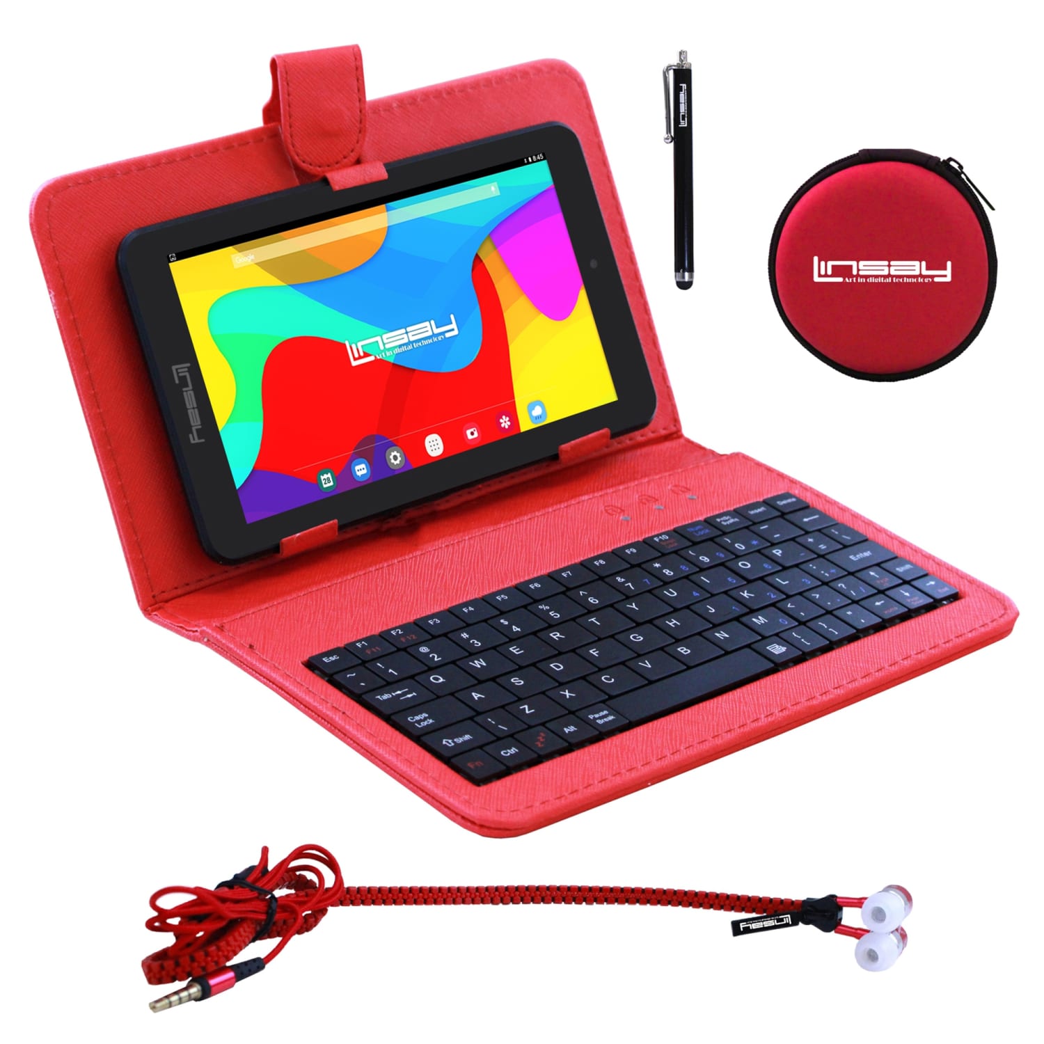 Linsay F7 Tablet, 7in Screen, 2GB Memory, 64GB Storage, Android 13, Red Keyboard - Image 4
