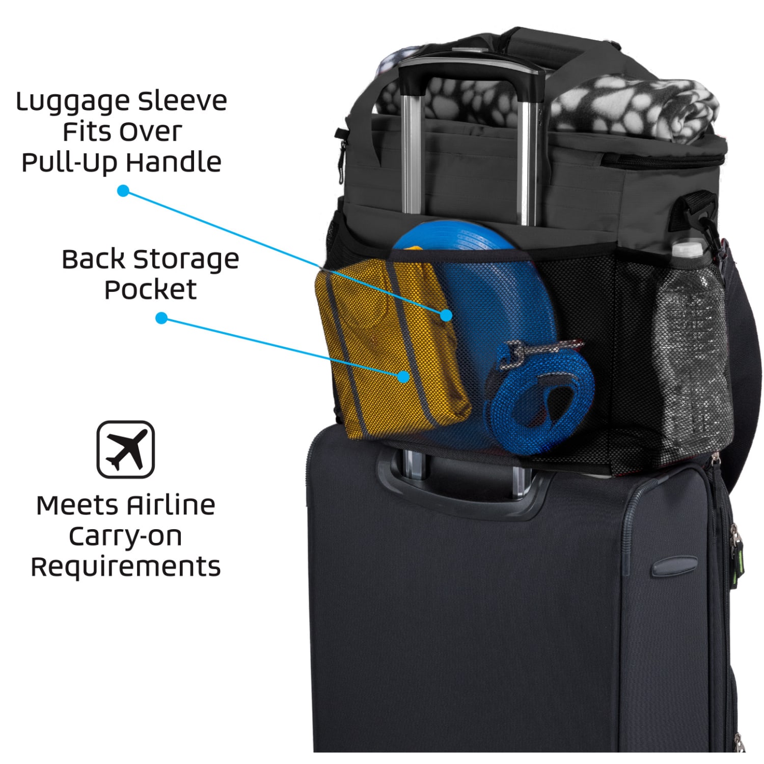 Mobile Dog Gear Week Away Bag For Medium/Large Dogs, 14inH x 7inW x 15inD, Black - Image 6