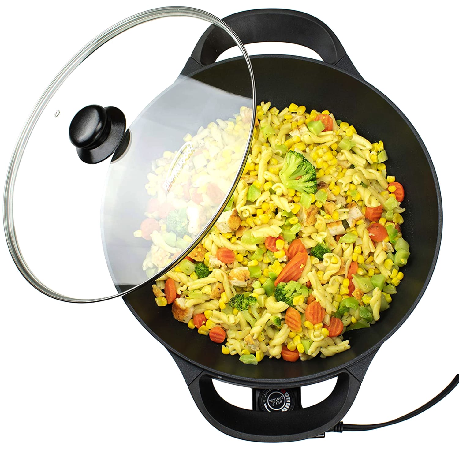 Brentwood Non-Stick Flat Bottom Electric Wok Skillet, 7-1/2inH x 13inW x 17-1/2inD, Black - Image 4