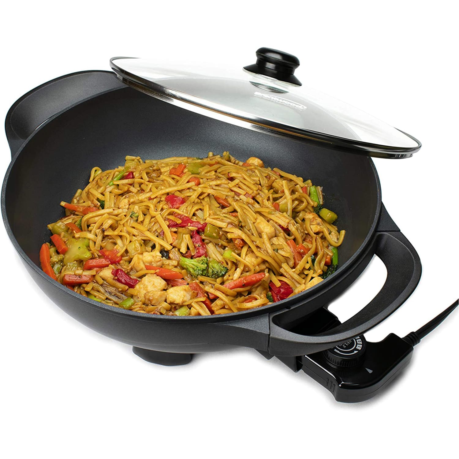 Brentwood Non-Stick Flat Bottom Electric Wok Skillet, 7-1/2inH x 13inW x 17-1/2inD, Black - Image 5