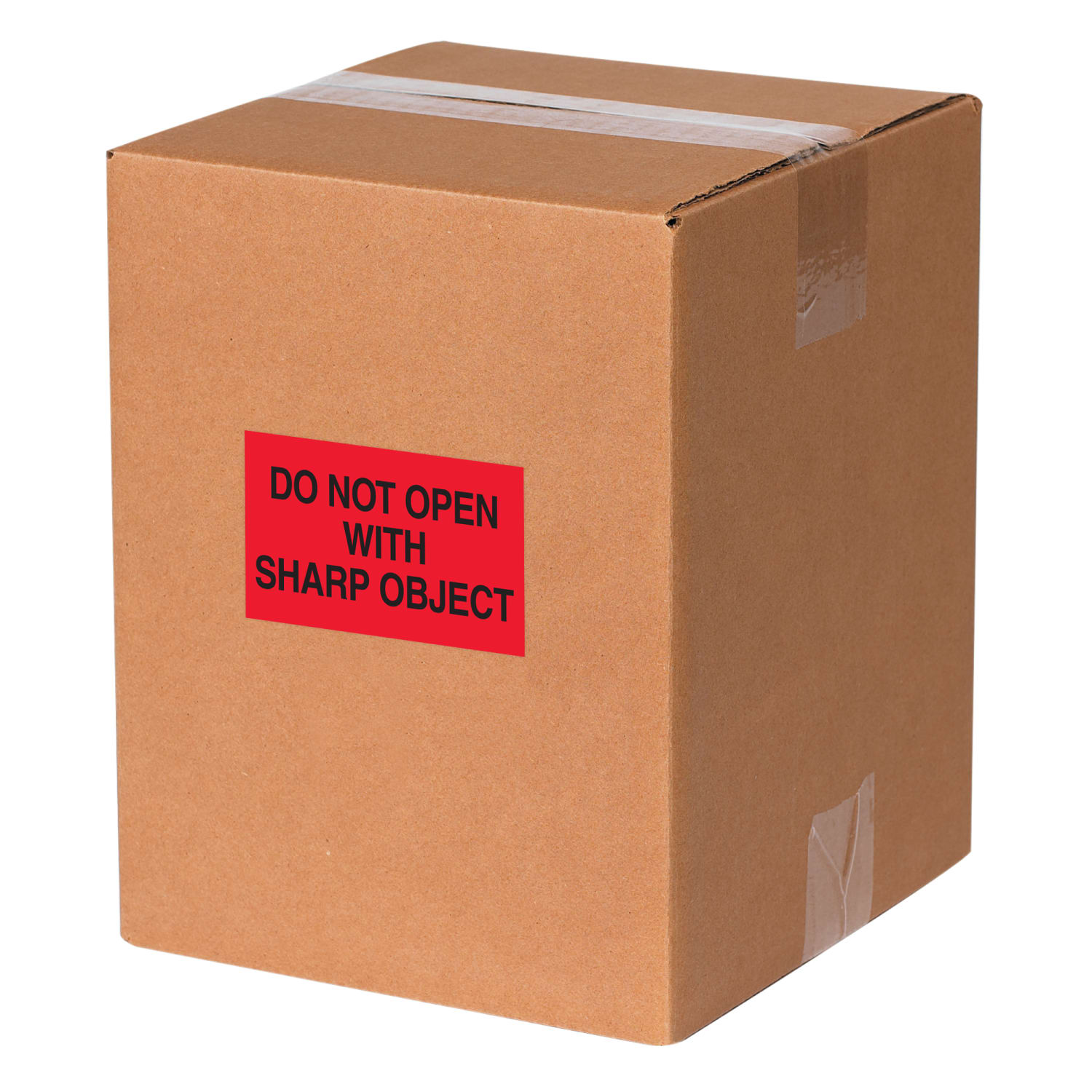 Tape Logic Safety Labels, "Do Not Open with Sharp Object", Rectangular, DL1618, 2in x 3in, Fluorescent Red, Roll Of 500 Labels - Image 3