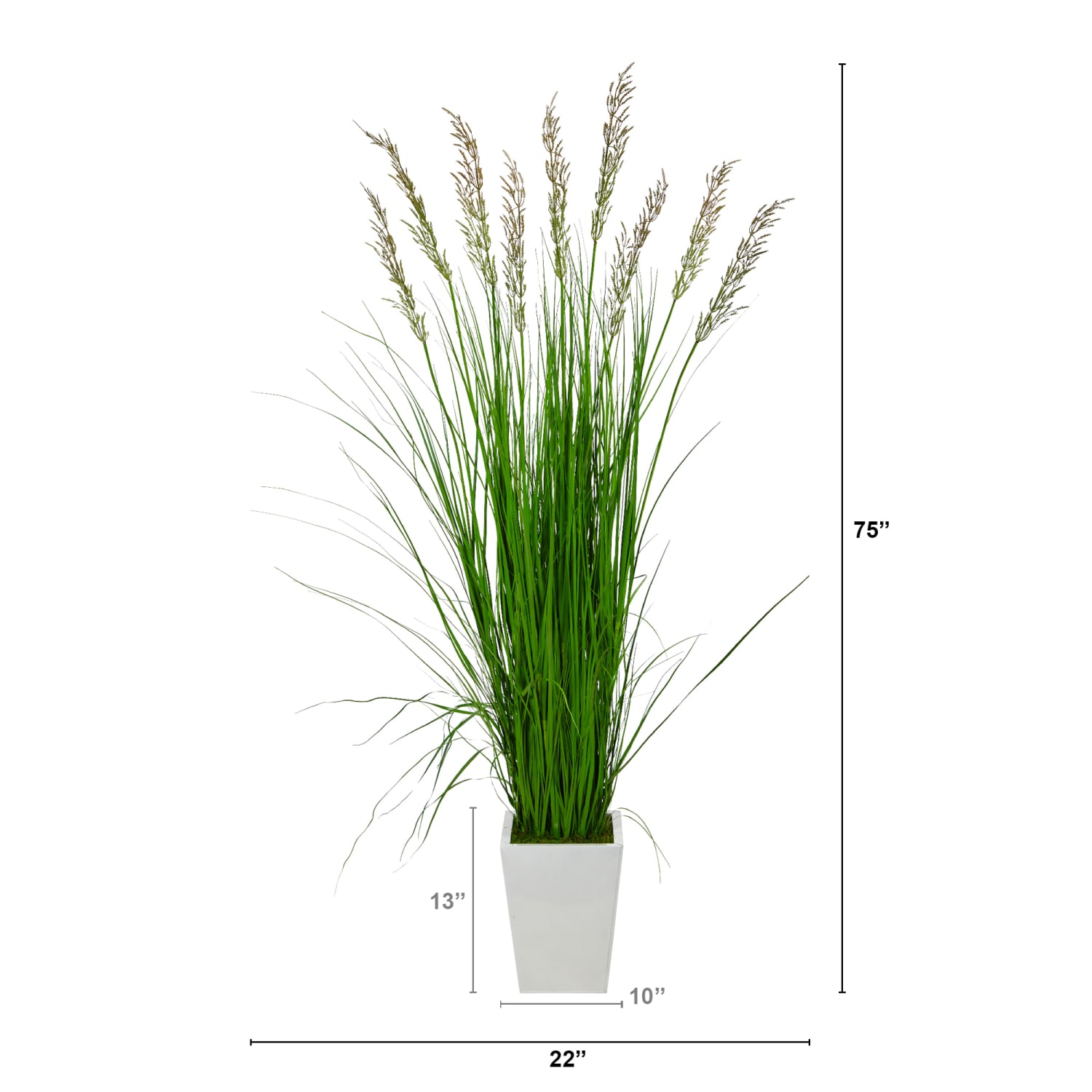 Nearly Natural Wheat Grass 75inH Artificial Plant With Metal Planter, 75inH x 22inW x 22inD, Green/White - Image 3