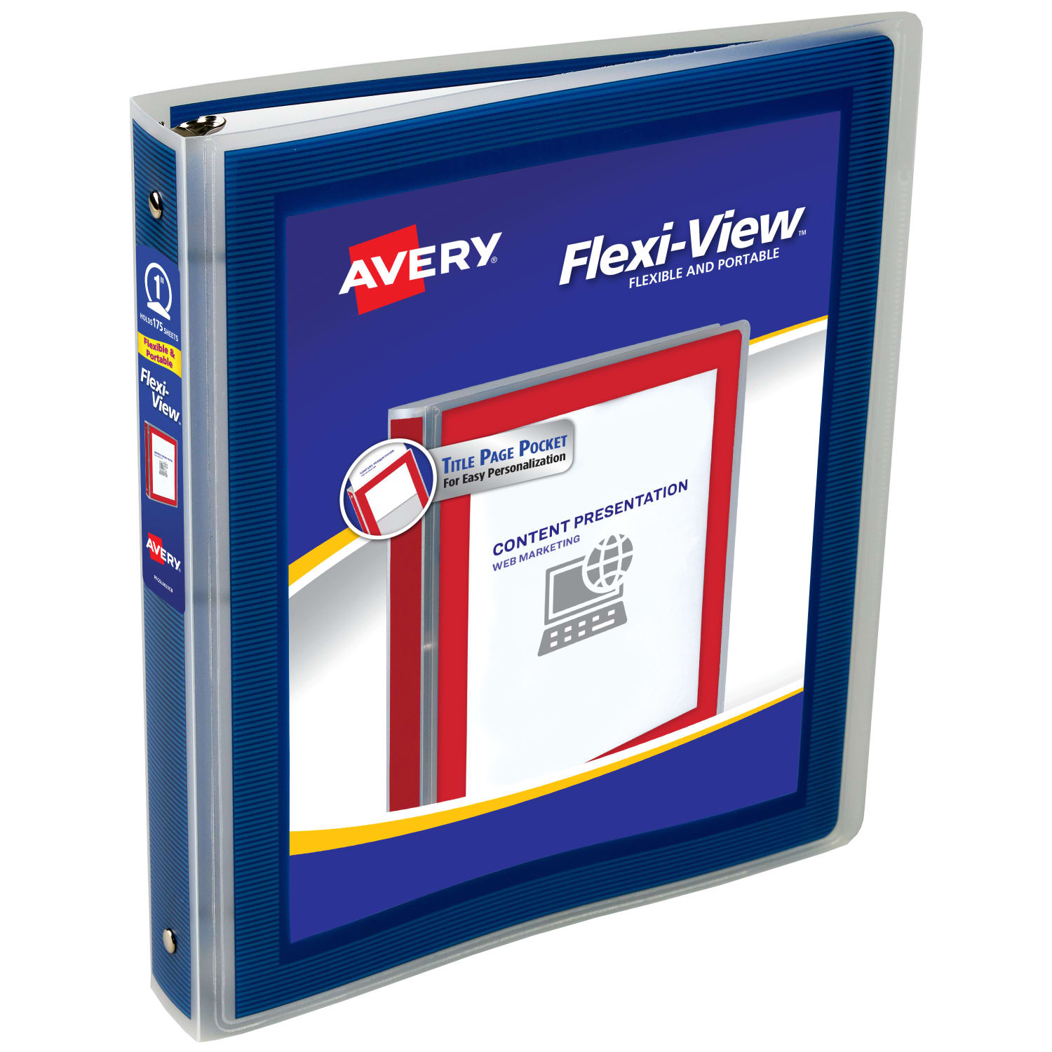 Avery Flexi-View 3 Ring Binder, 1in Round Rings, Navy Blue, Pack Of 12 - Image 3