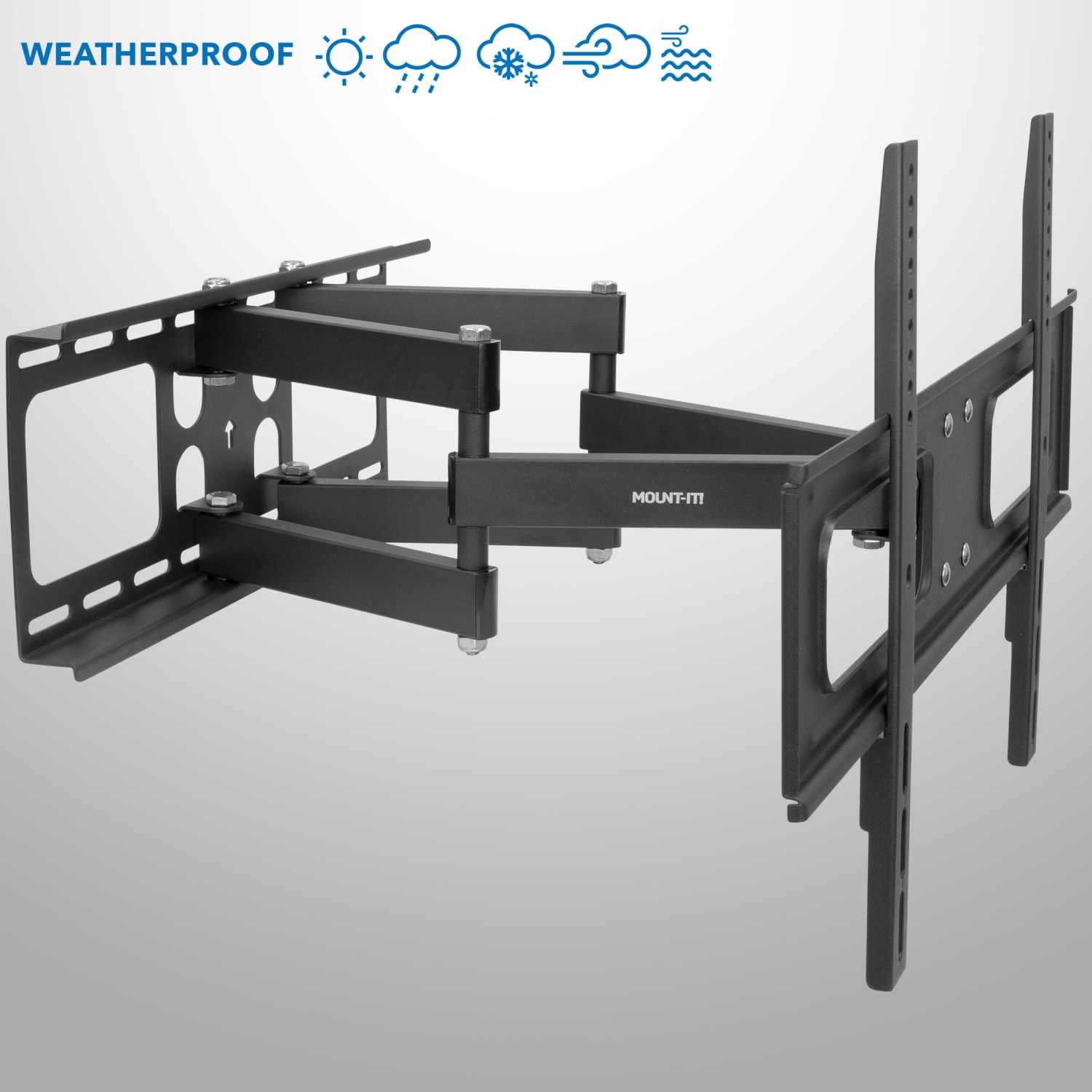 Mount-It! Full Motion Outdoor TV Wall Mount For Screen Sizes 37in To 80in, 2-3/4inH x 8-3/4inW x 27-3/4inD, Black - Image 3