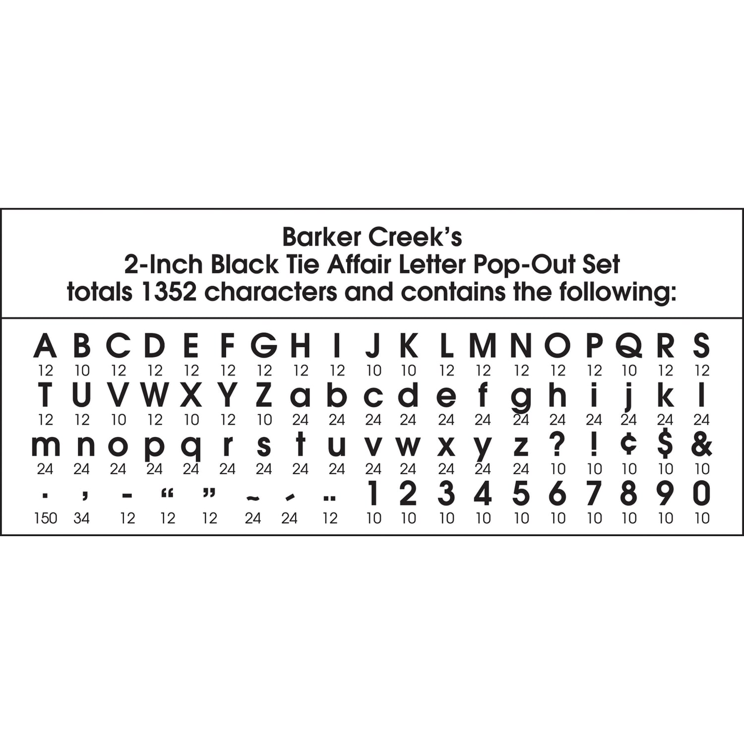 Barker Creek Letter Pop-Outs, 2in, Black Tie Affair, Pack Of 1,352 - Image 4