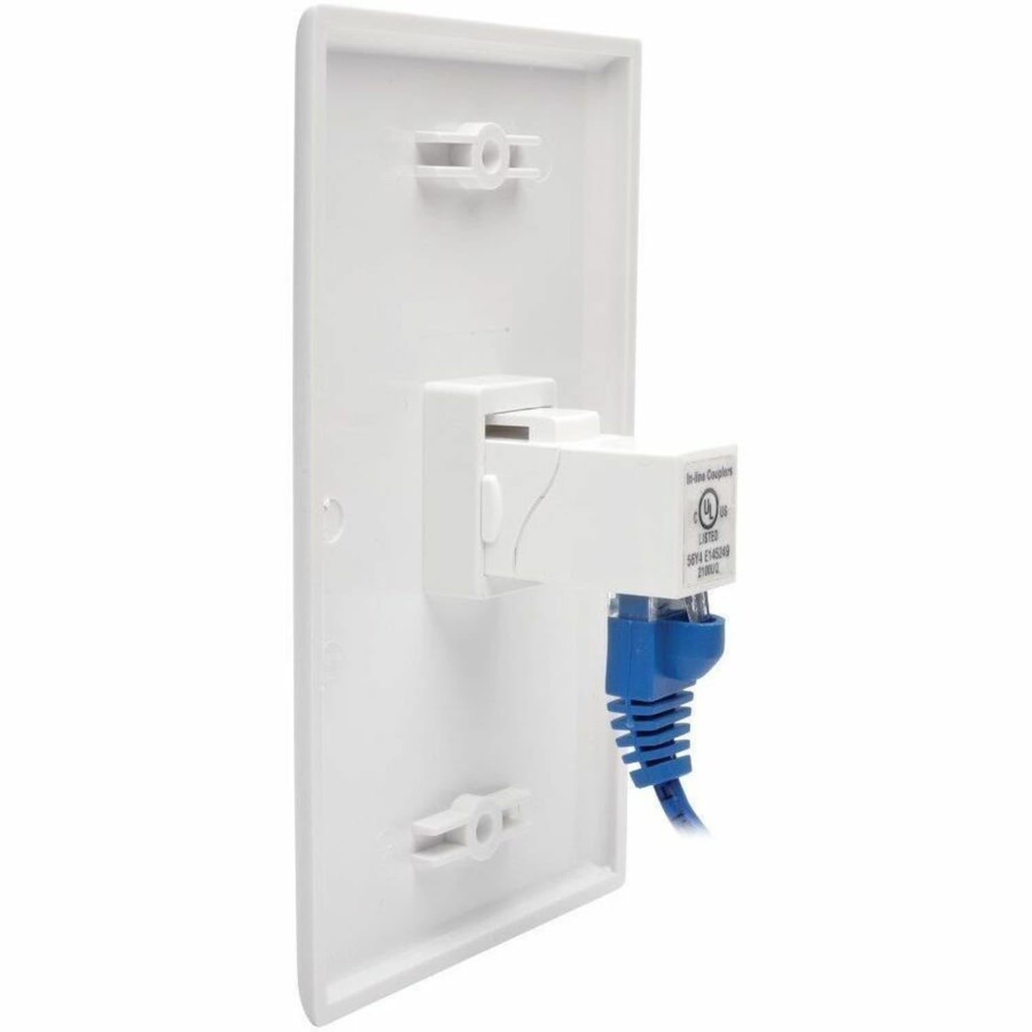 Tripp Lite Cat6a Straight-Through Modular In-Line Snap-In Coupler w/90-Degree Down-Angled Port, White (RJ45 F/F) - N235001WH6AD - Image 3
