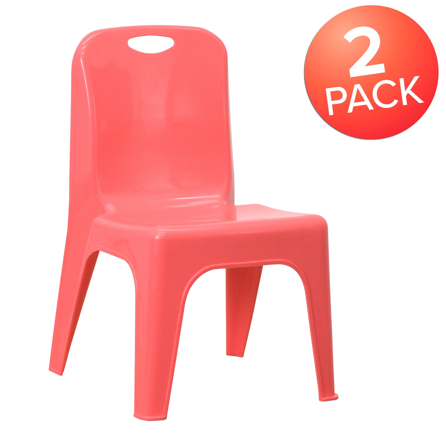Flash Furniture Plastic Stackable School Chairs With Carrying Handle And 11in Seat Height, Red, Set Of 2 Chairs - Image 3