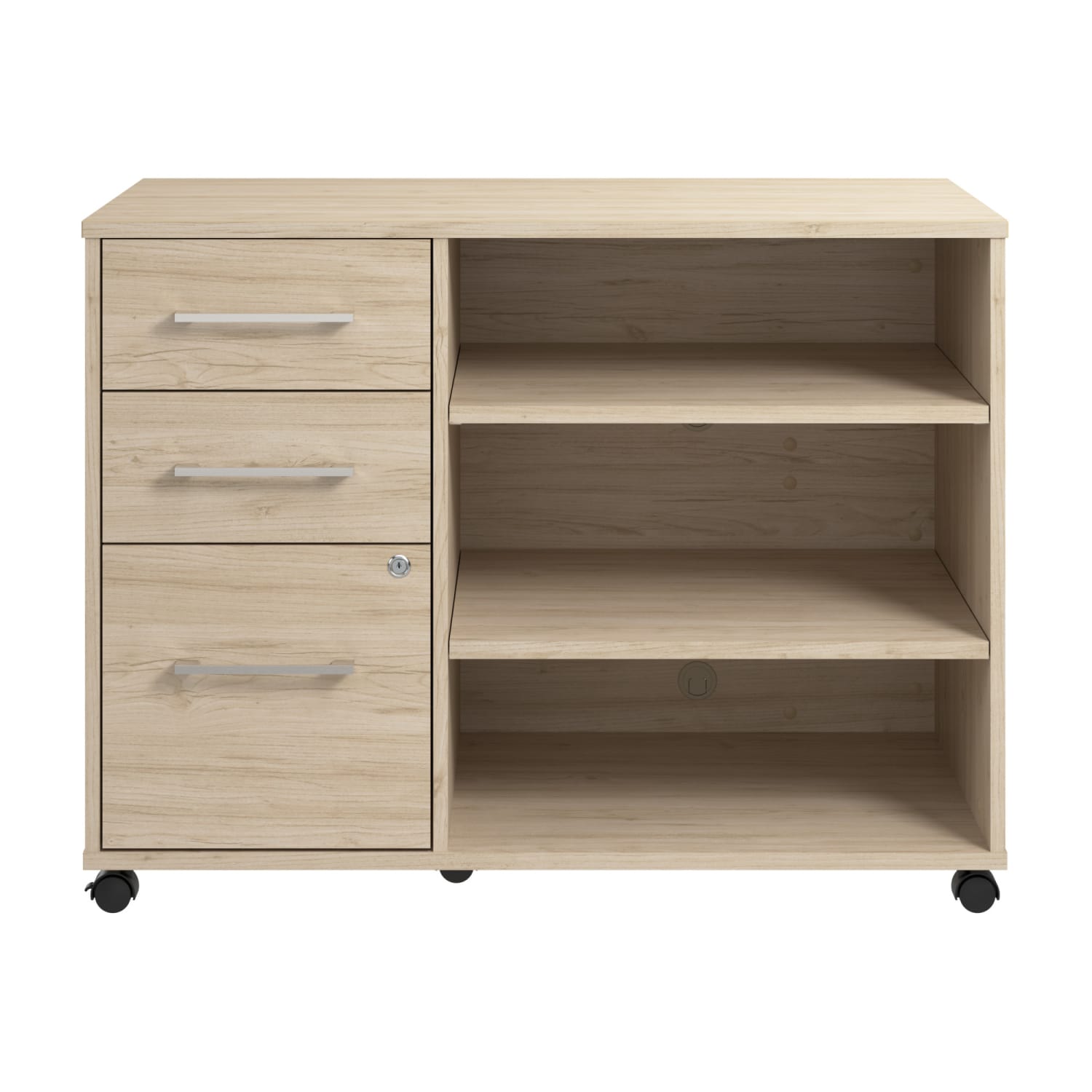 Bush Business Furniture Hustle Office Storage Cabinet With Wheels, Natural Elm, Standard Delivery - Image 3