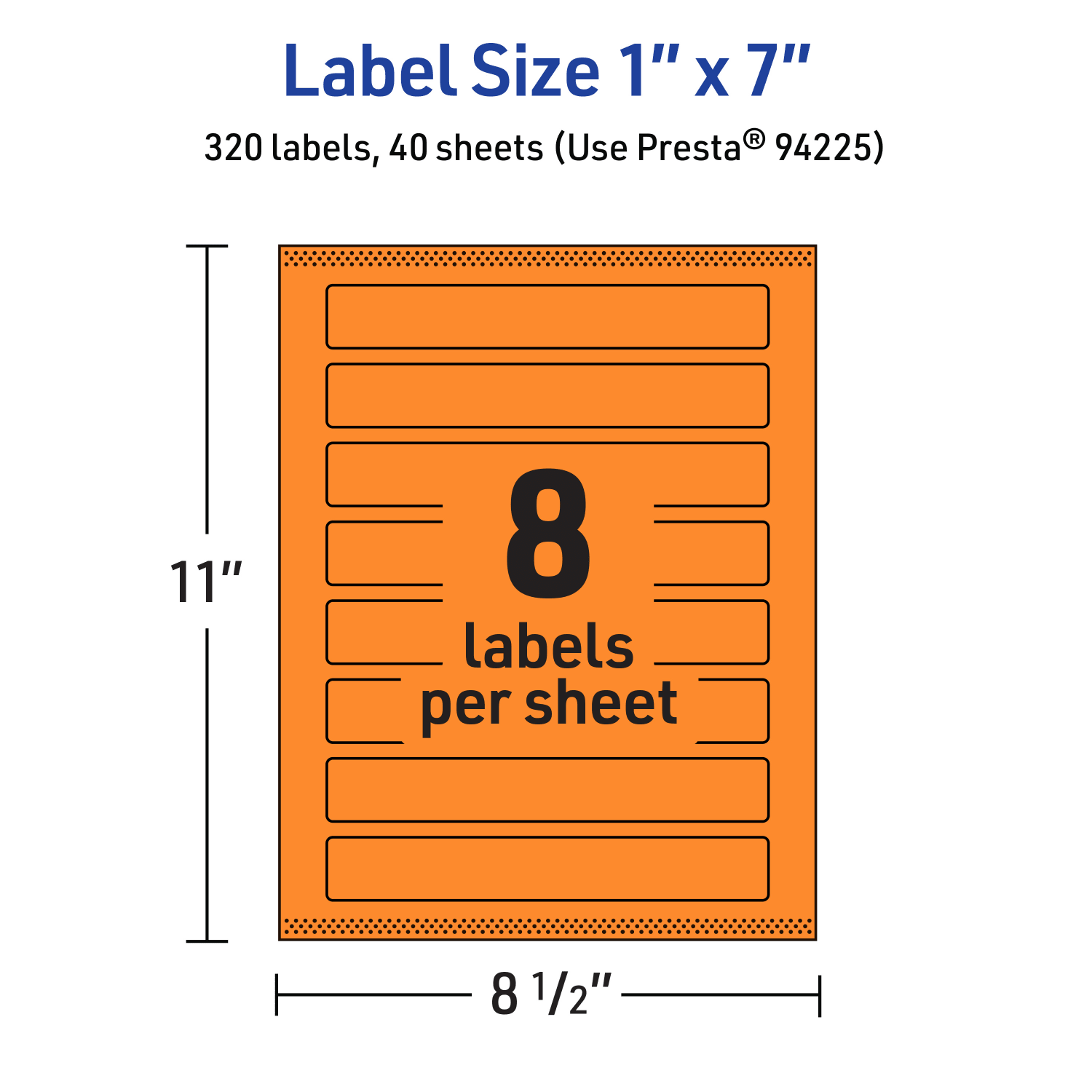 Avery Print-To-The-Edge Labels With Sure Feed Technology, 94225-BOP40, Rectangle, 1in x 7in, Matte Bright Orange, Pack of 320 - Image 6