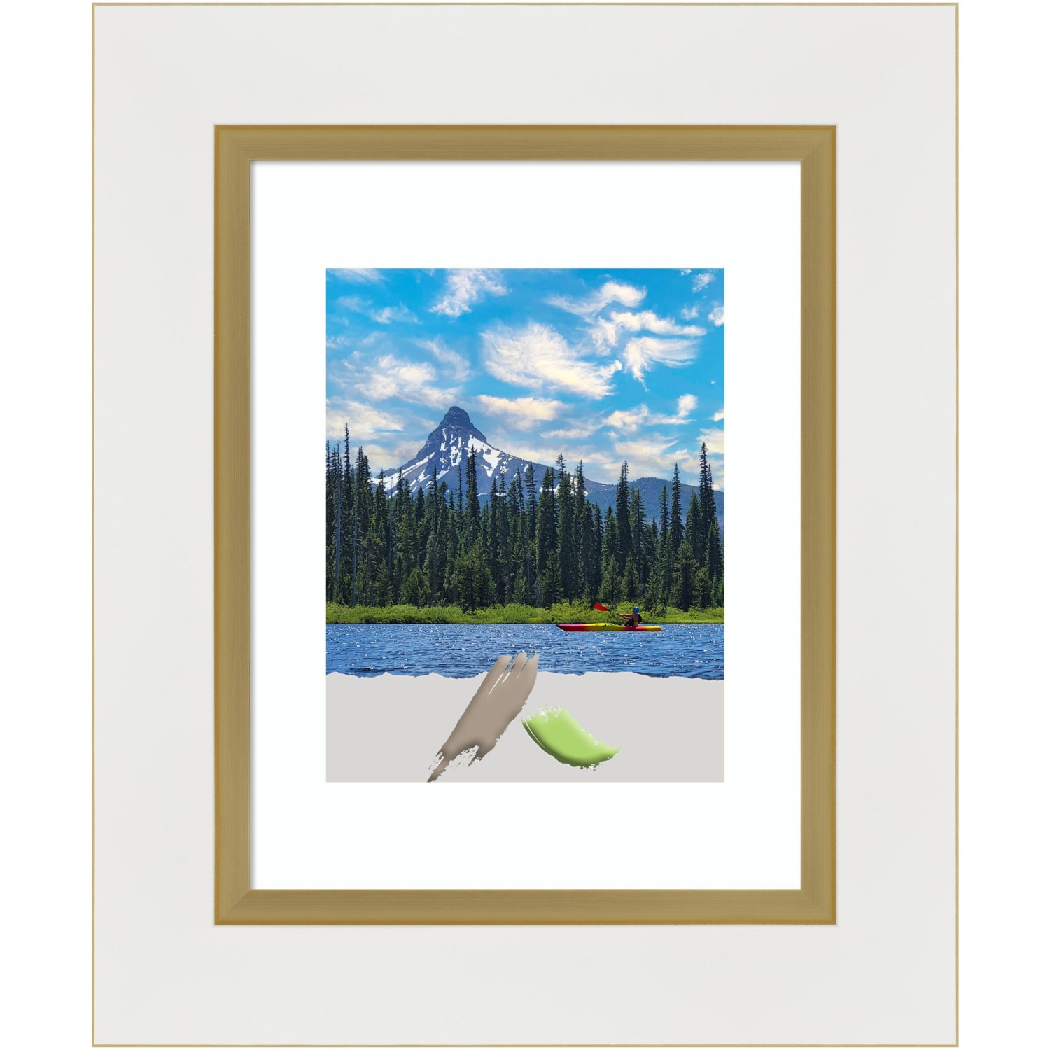 Amanti Art Eva Picture Frame, 16in x 19in, Opening Size 11in x 14in (Matted To 8in x 10in), White Gold