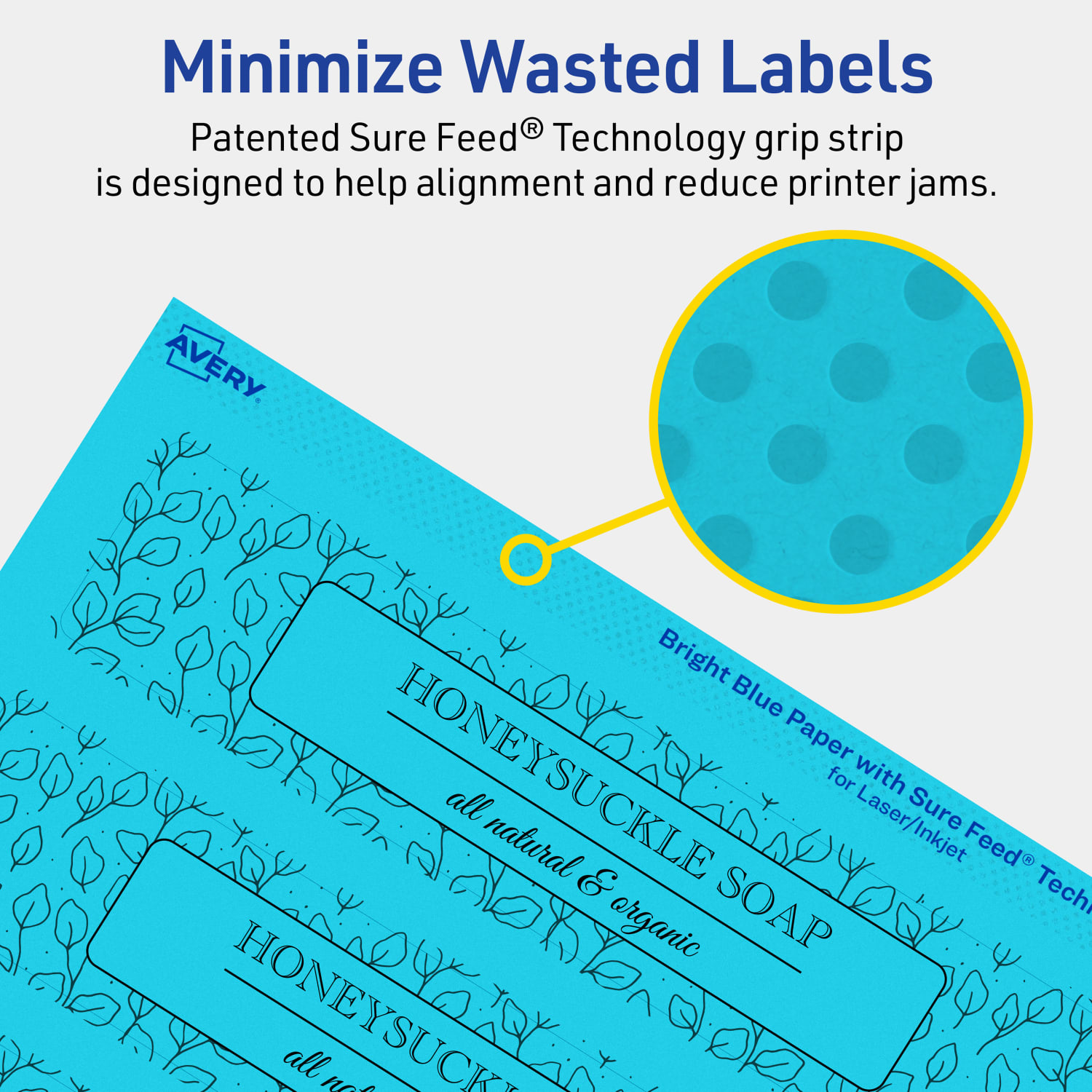 Avery Print-To-The-Edge Labels With Sure Feed Technology, 94231-BBP20, Rectangle, 1-1/2in x 7-1/2in, Matte Bright Blue, Pack of 100 - Image 5