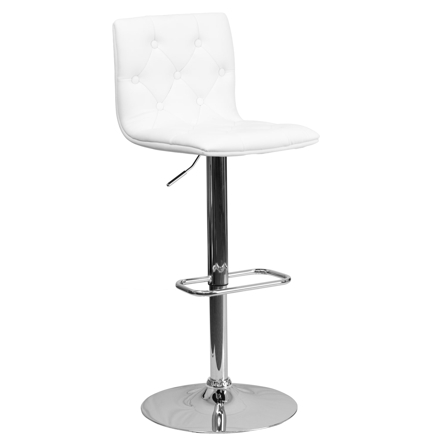 Flash Furniture Contemporary Button Tufted Vinyl AdjustableH Bar Stool With Back Gray CH112080WH PopularChairscom