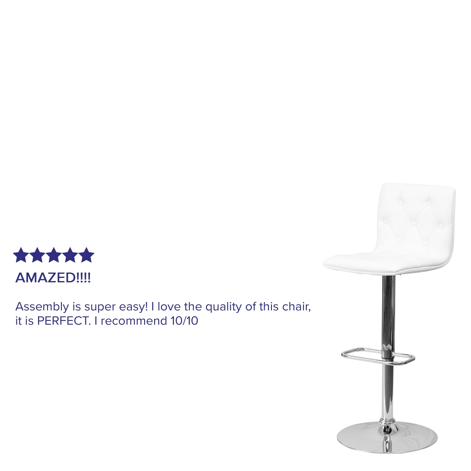 Flash Furniture Contemporary Button Tufted Vinyl AdjustableH Bar Stool With Back Gray CH112080WH PopularChairscom