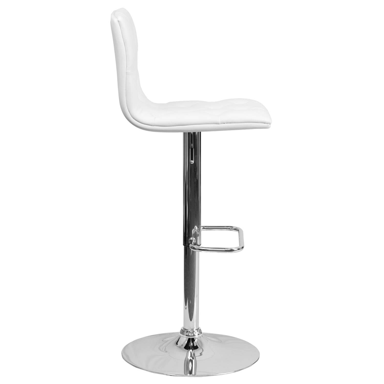Flash Furniture Contemporary Button Tufted Vinyl AdjustableH Bar Stool With Back Gray CH112080WH PopularChairscom