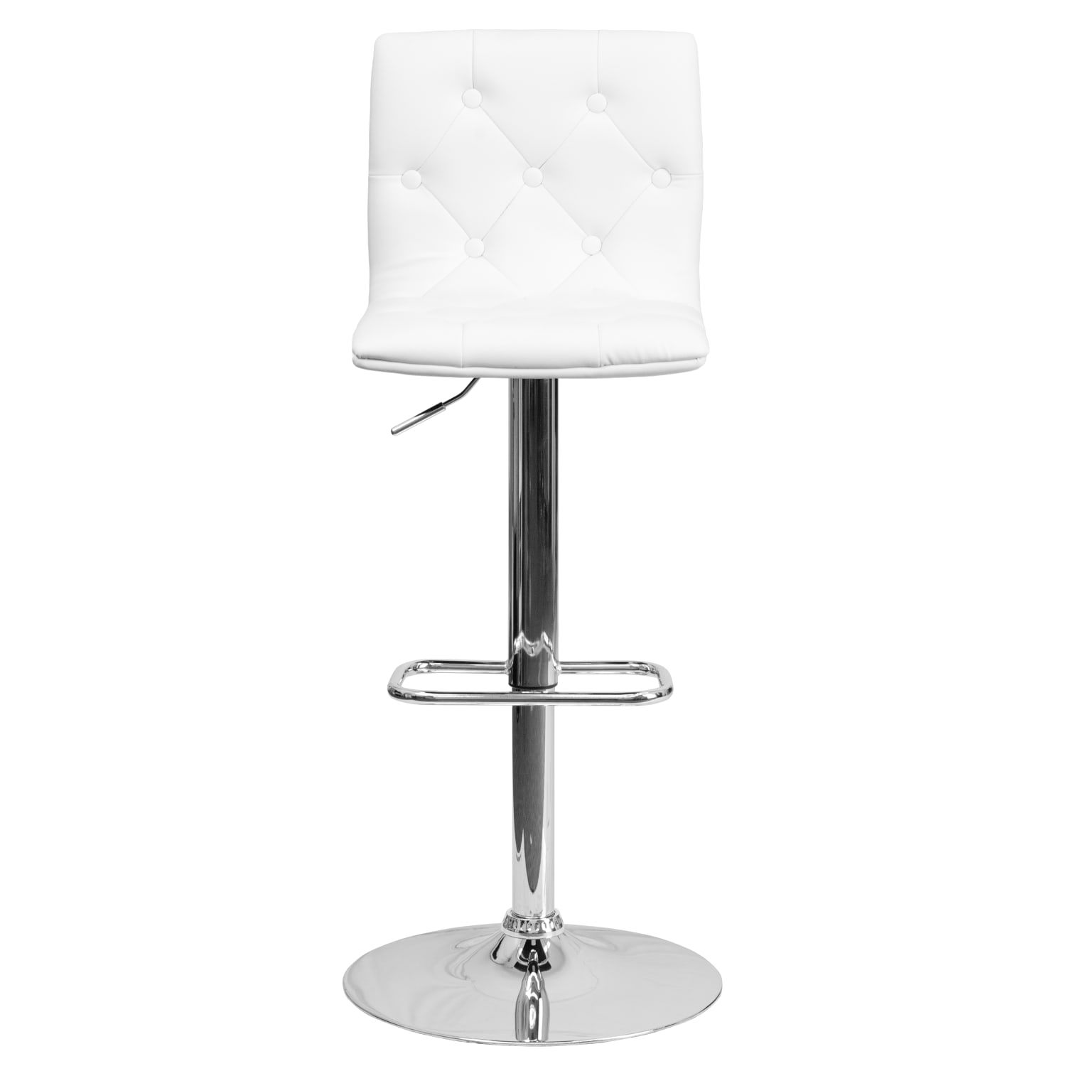Flash Furniture Contemporary Button Tufted Vinyl AdjustableH Bar Stool With Back Gray CH112080WH PopularChairscom