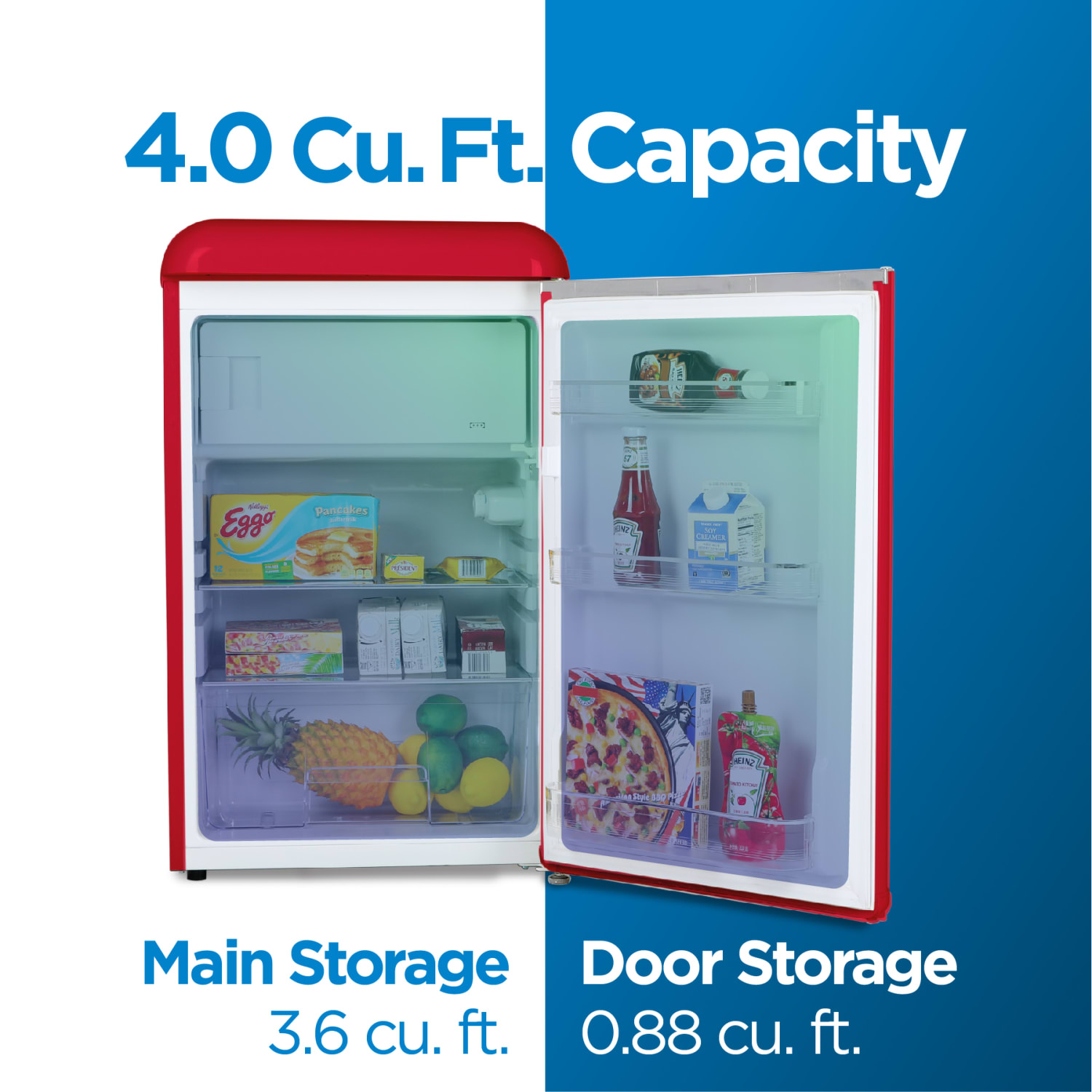 Commercial Cool 4.0 Cu. Ft. Retro Vintage Style Fridge, Red - Image 3
