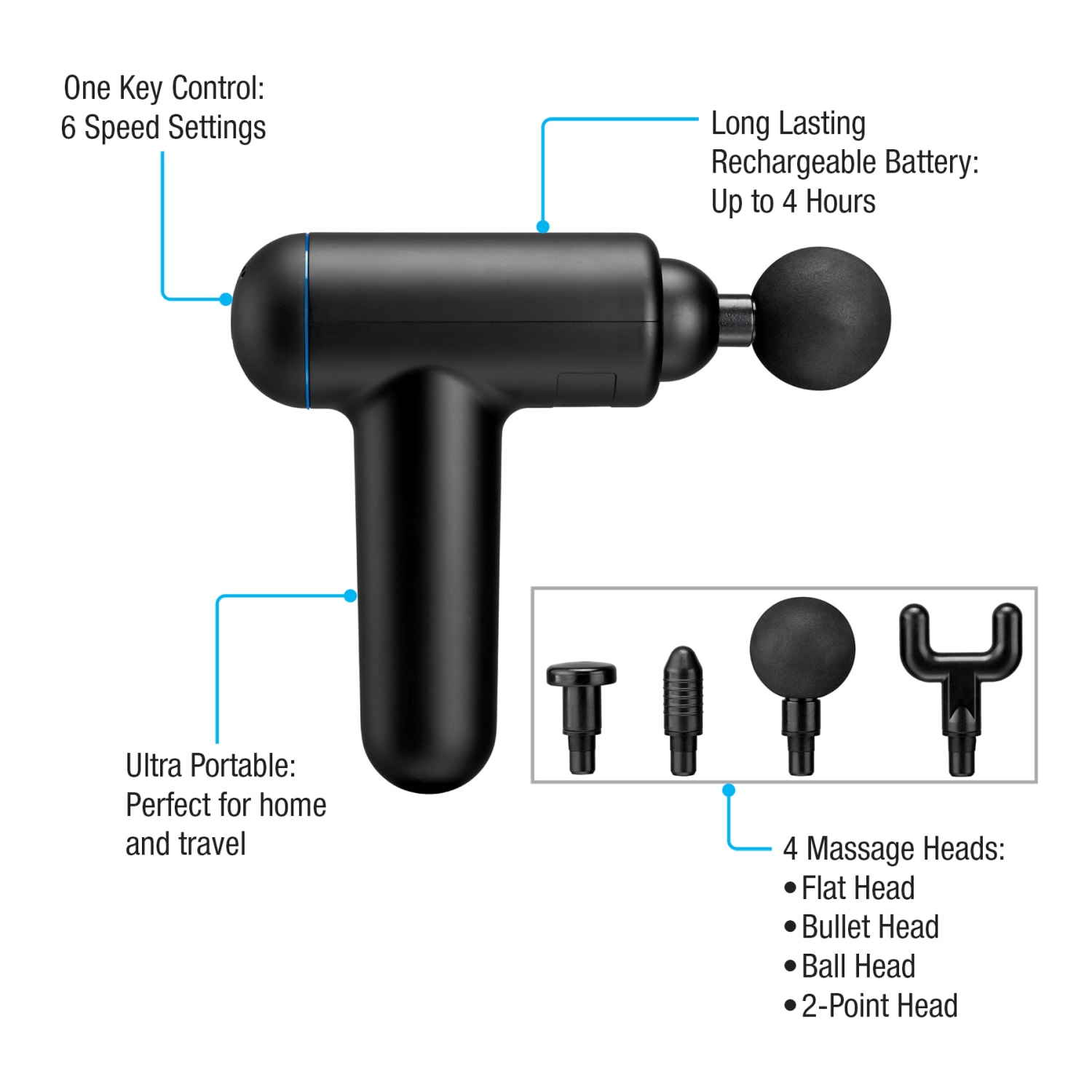 iLive Personal Handheld Massager, Black, IMP301B - Image 5