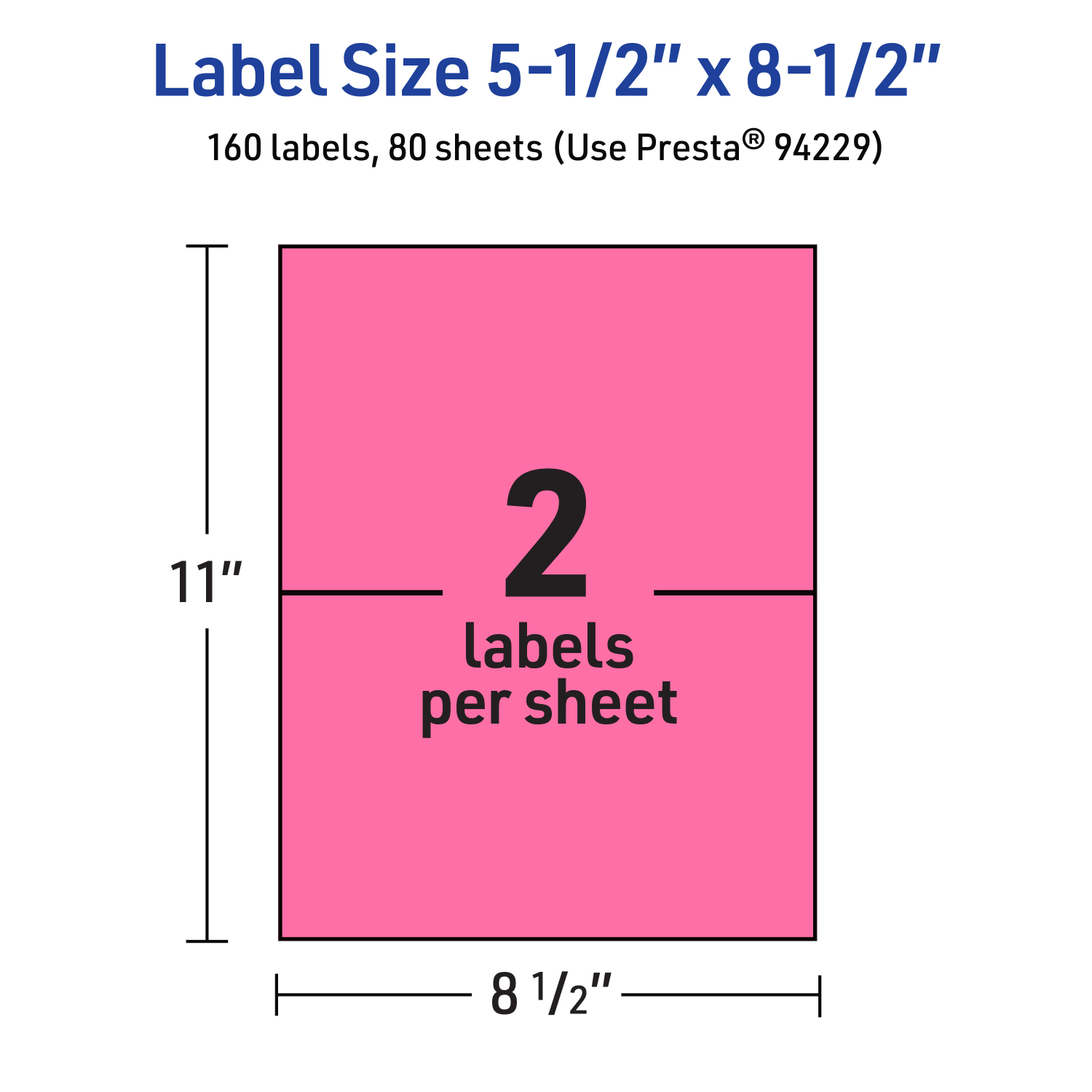 Avery Printable Labels, 94229-BPP80, Rectangle, 5-1/2in x 8-1/2in, Matte Bright Pink, Pack of 160 - Image 6