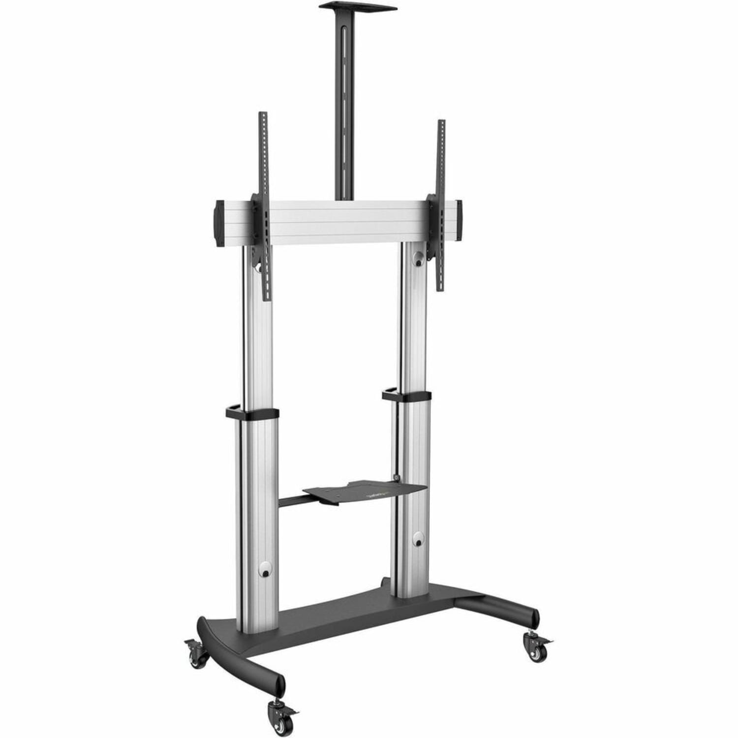 StarTech.com Mobile TV Stand, Heavy Duty TV Cart for 60-100in Display (100kg/220lb) - W/ 2 equipment shelves (STNDMTV100) - Cart -  - STNDMTV100 - Image 6