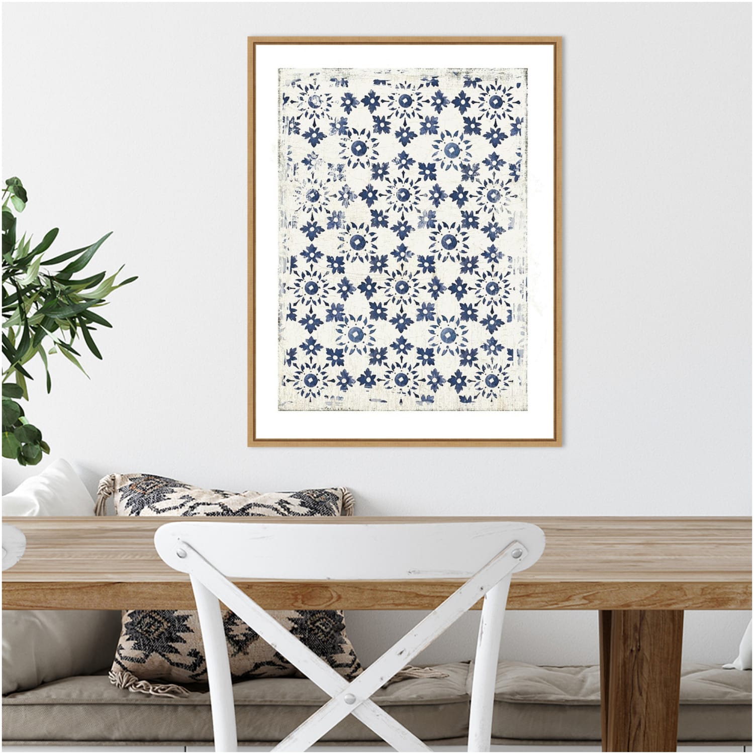Amanti Art Navy Geo III by Aimee Wilson Framed Canvas Wall Art Print, 18in x 24in, Maple - Image 3