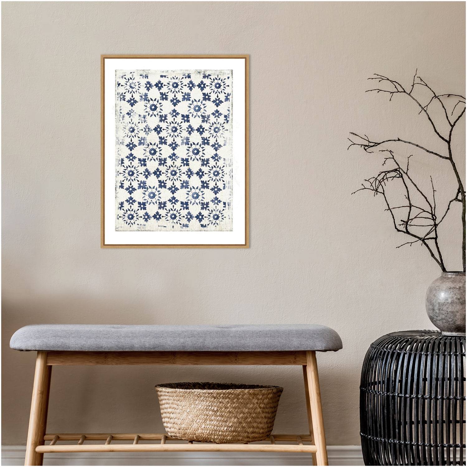 Amanti Art Navy Geo III by Aimee Wilson Framed Canvas Wall Art Print, 18in x 24in, Maple - Image 4