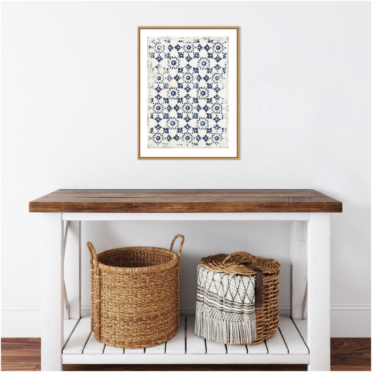 Amanti Art Navy Geo III by Aimee Wilson Framed Canvas Wall Art Print, 18in x 24in, Maple - Image 6