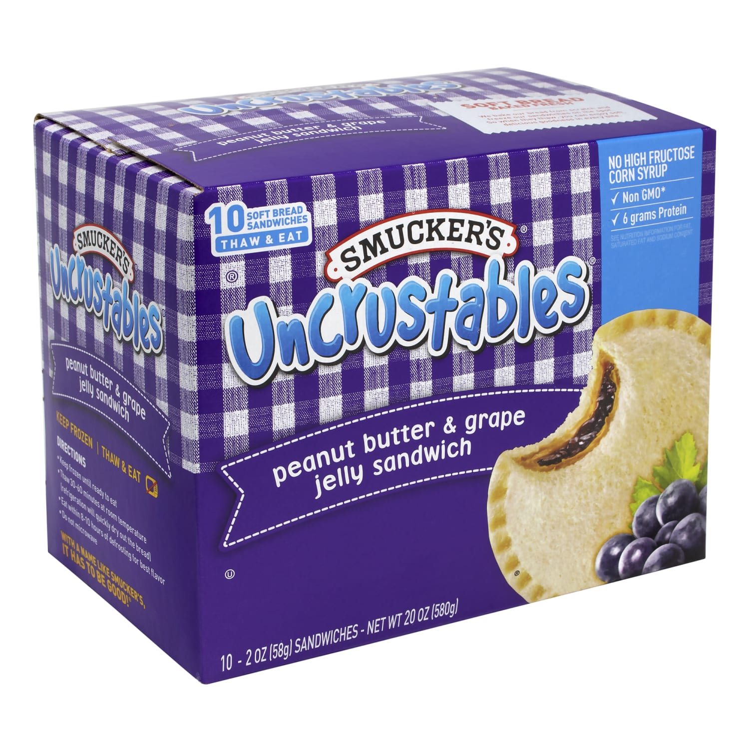 Smuckers Uncrustables Peanut Butter & Grape Sandwiches, 2 Oz, 10 Sandwiches Per Box, Pack Of 2 Boxes - Image 3