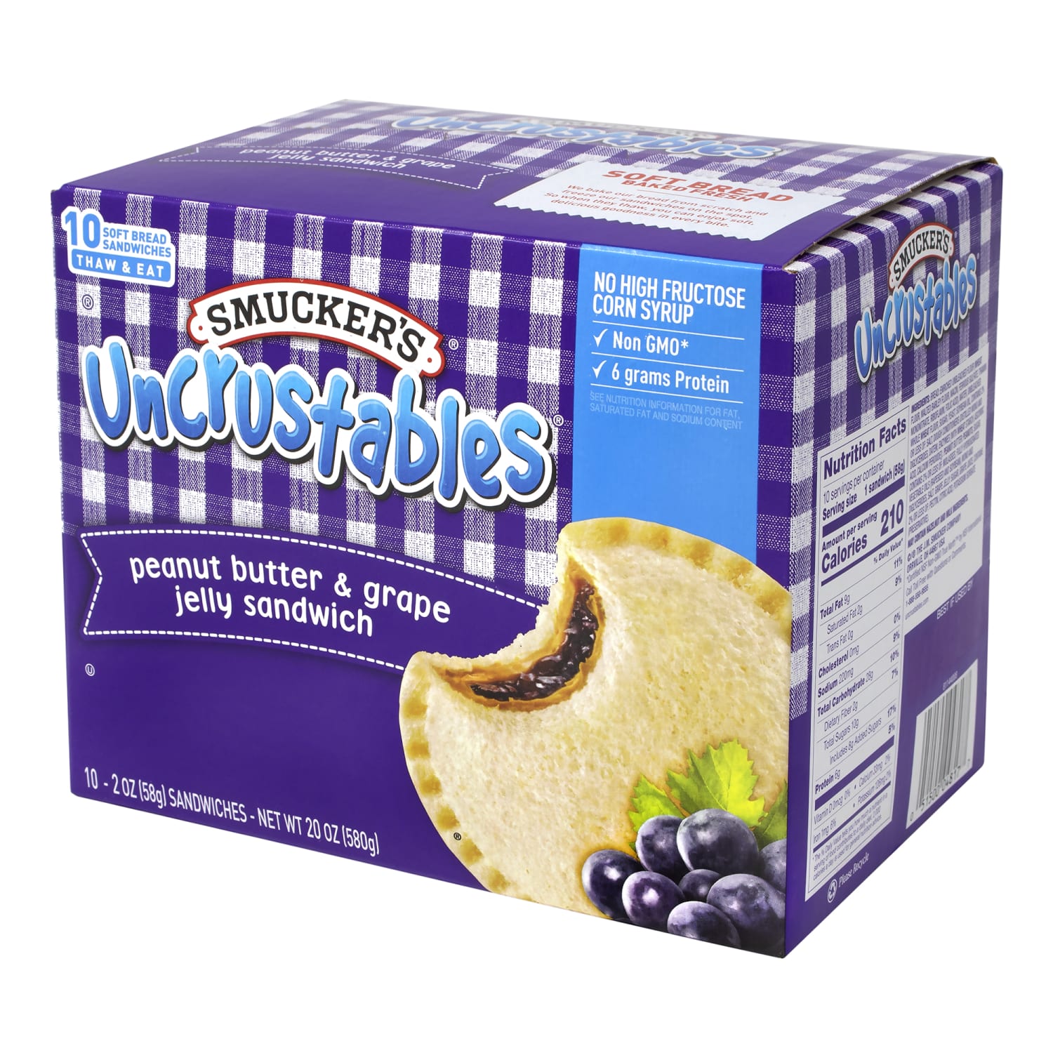 Smuckers Uncrustables Peanut Butter & Grape Sandwiches, 2 Oz, 10 Sandwiches Per Box, Pack Of 2 Boxes - Image 4